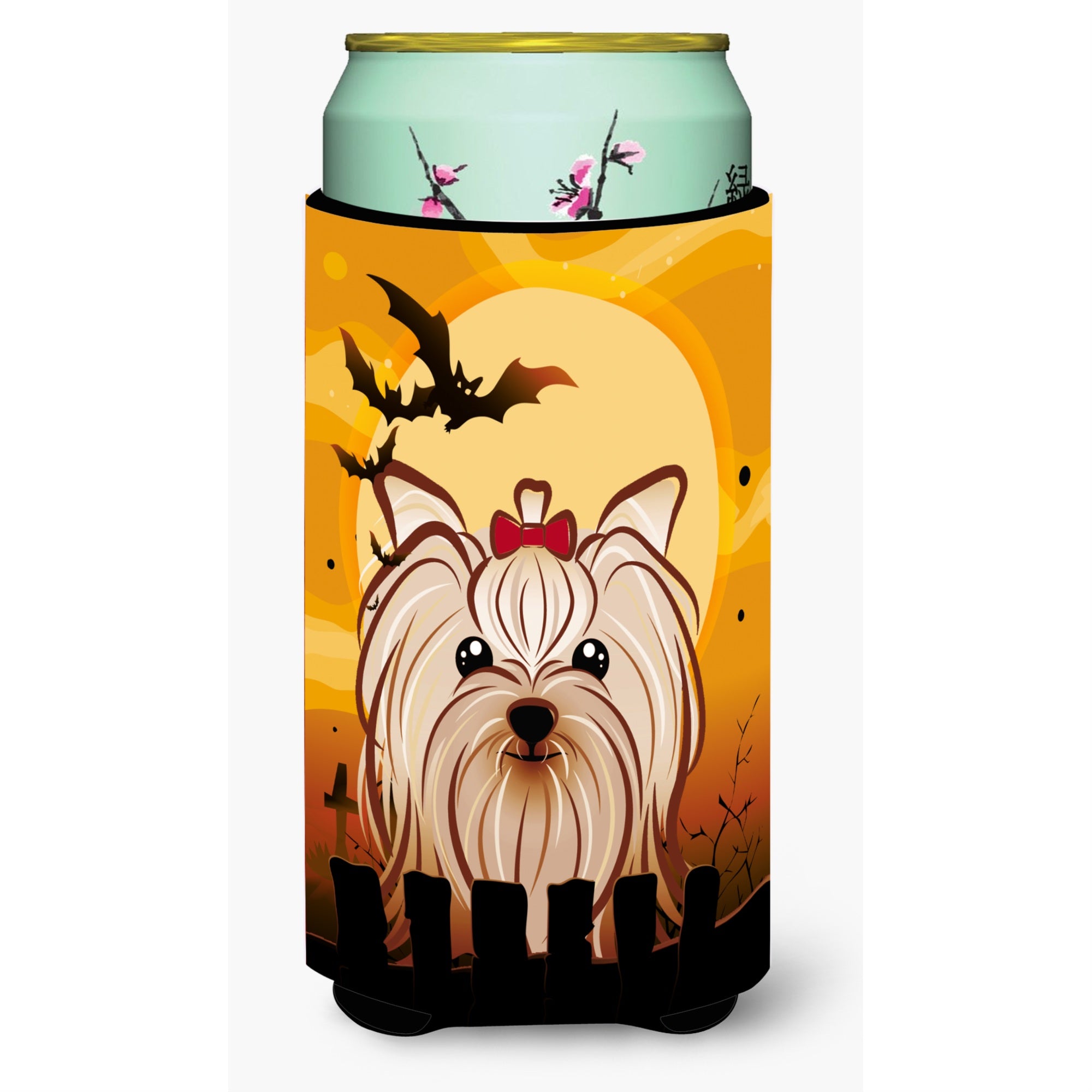 Caroline'S Treasures Halloween Yorkie Yorkshire Terrier Tall Boy Koozie Hugger, Multicolor