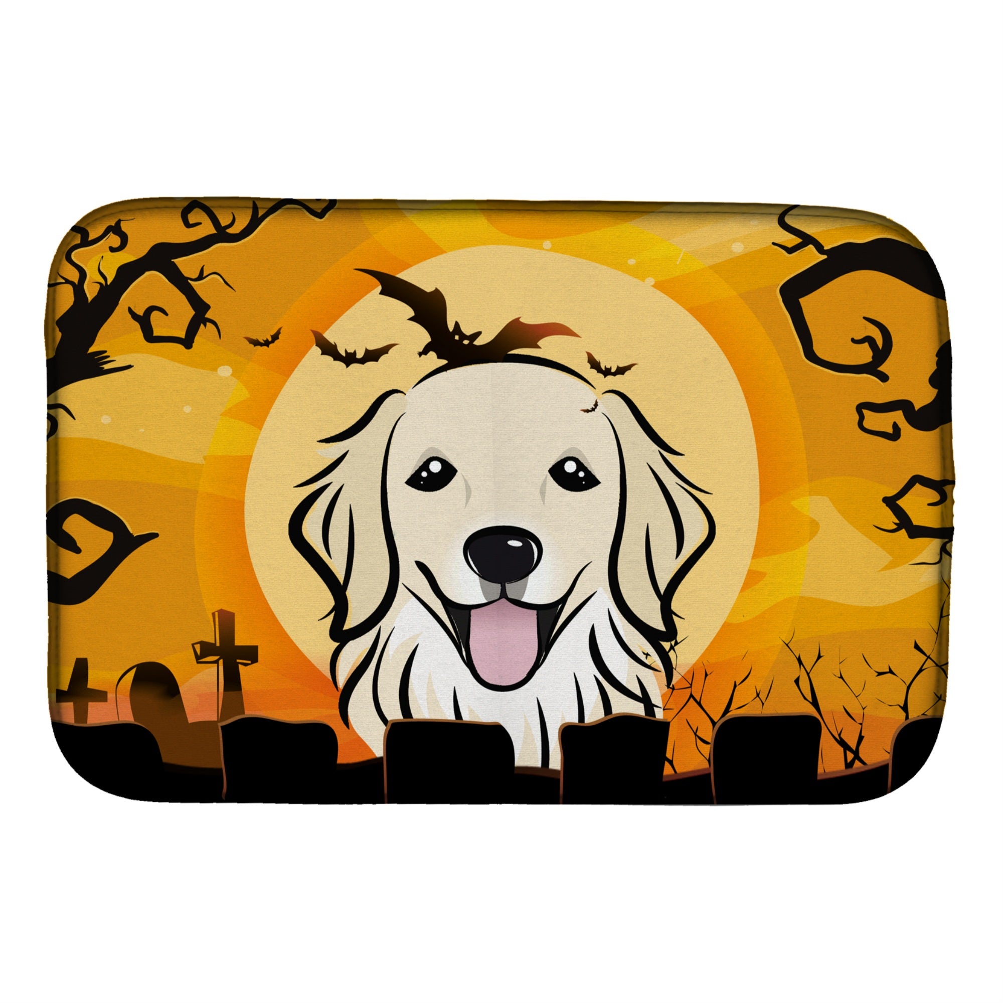 Caroline'S Treasures Halloween Golden Retriever Dish Drying Mat, 14 X 21