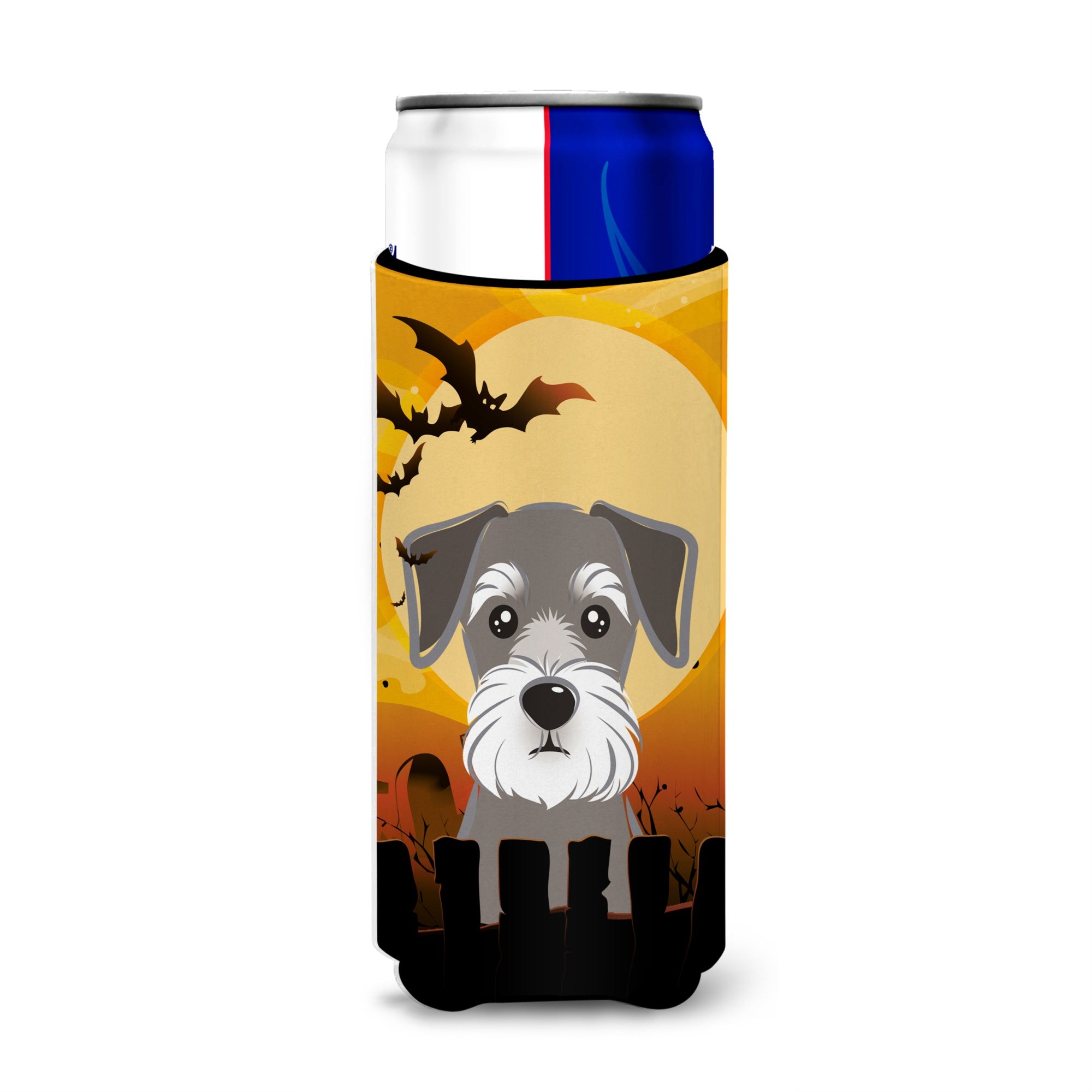 Caroline'S Treasures Halloween Schnauzer Michelob Ultra Koozies For Slim Cans, Multicolor