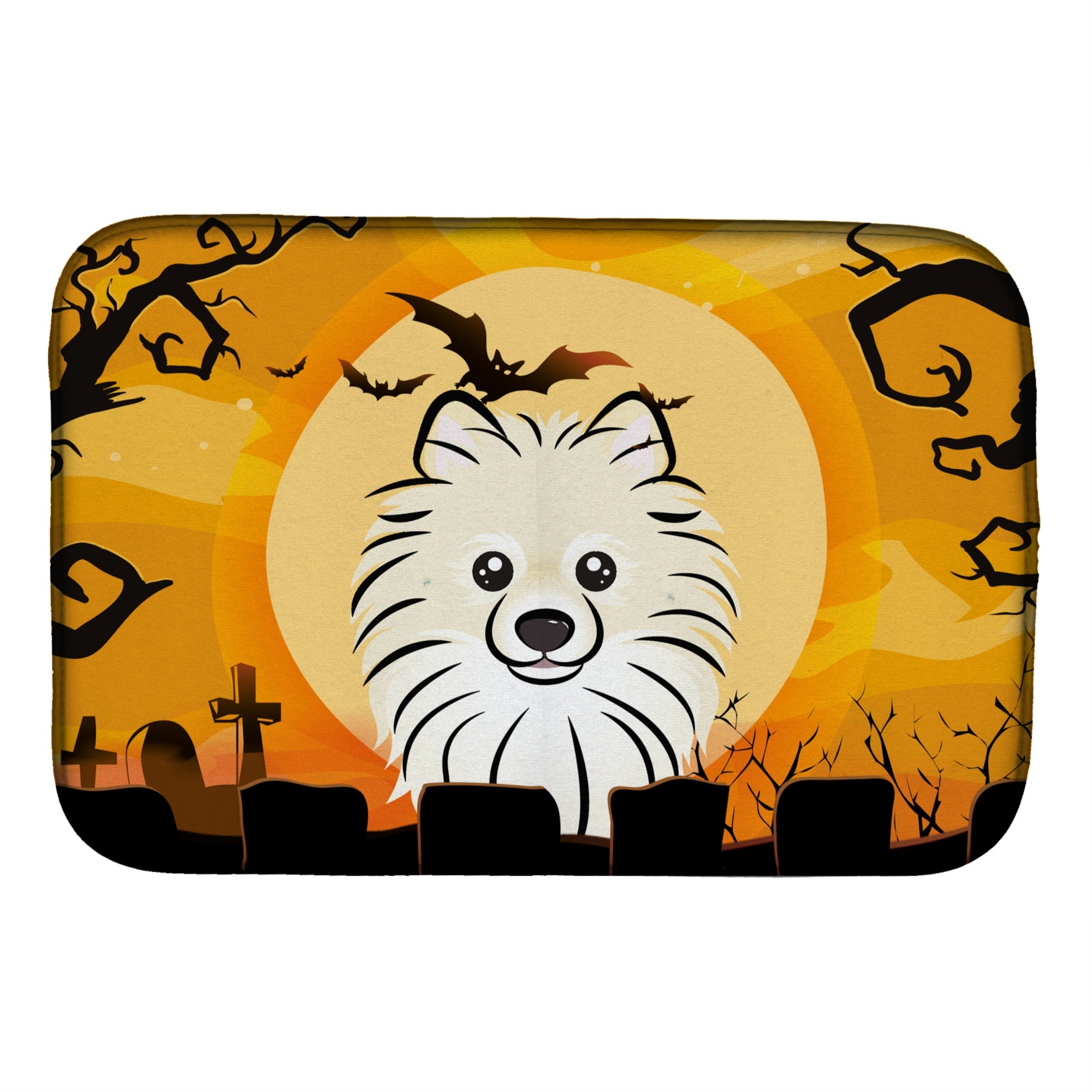 Caroline'S Treasures Halloween Pomeranian Dish Drying Mat, 14 X 21