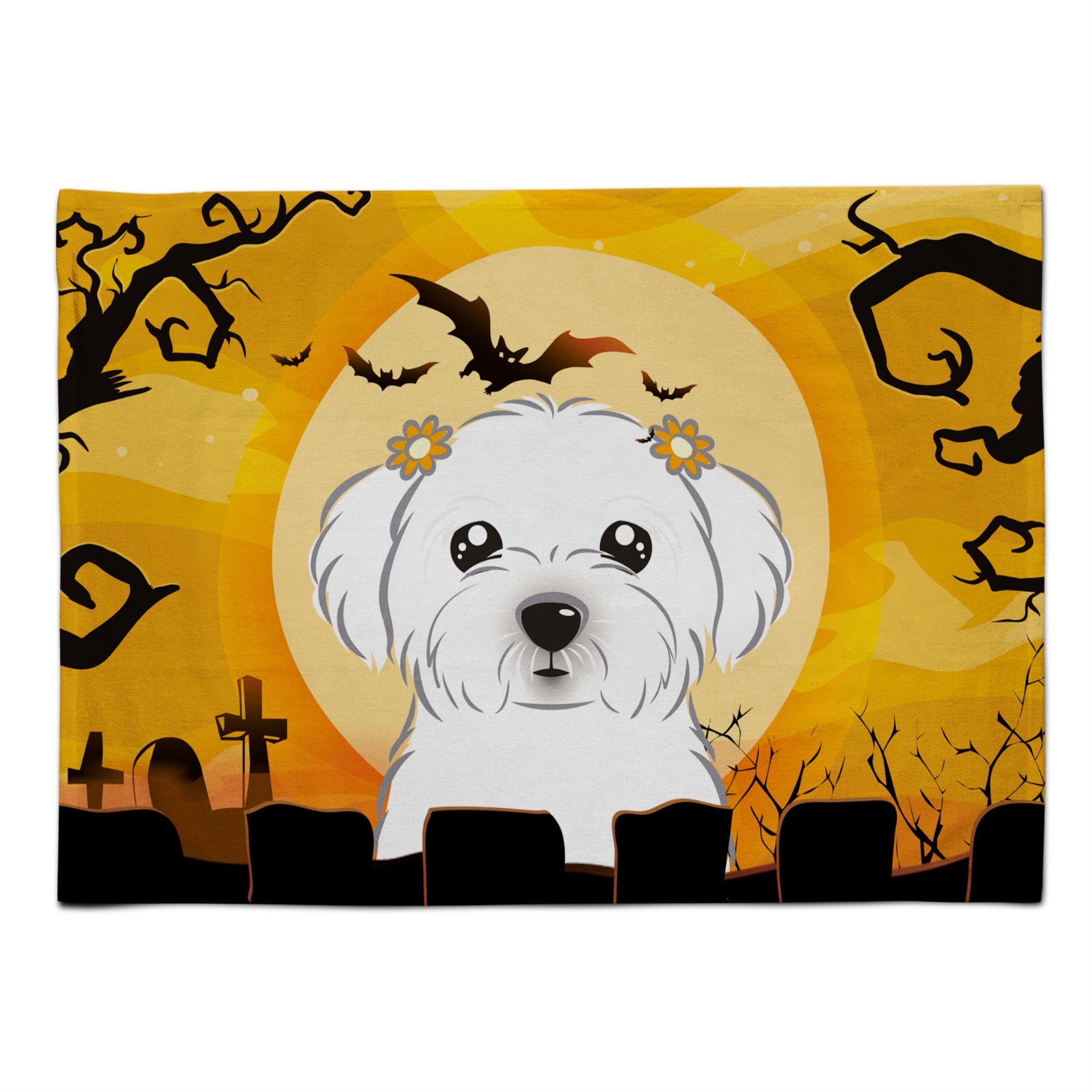 Caroline'S Treasures Bb1766Plmt Halloween Maltese Fabric Placemat, Multicolor