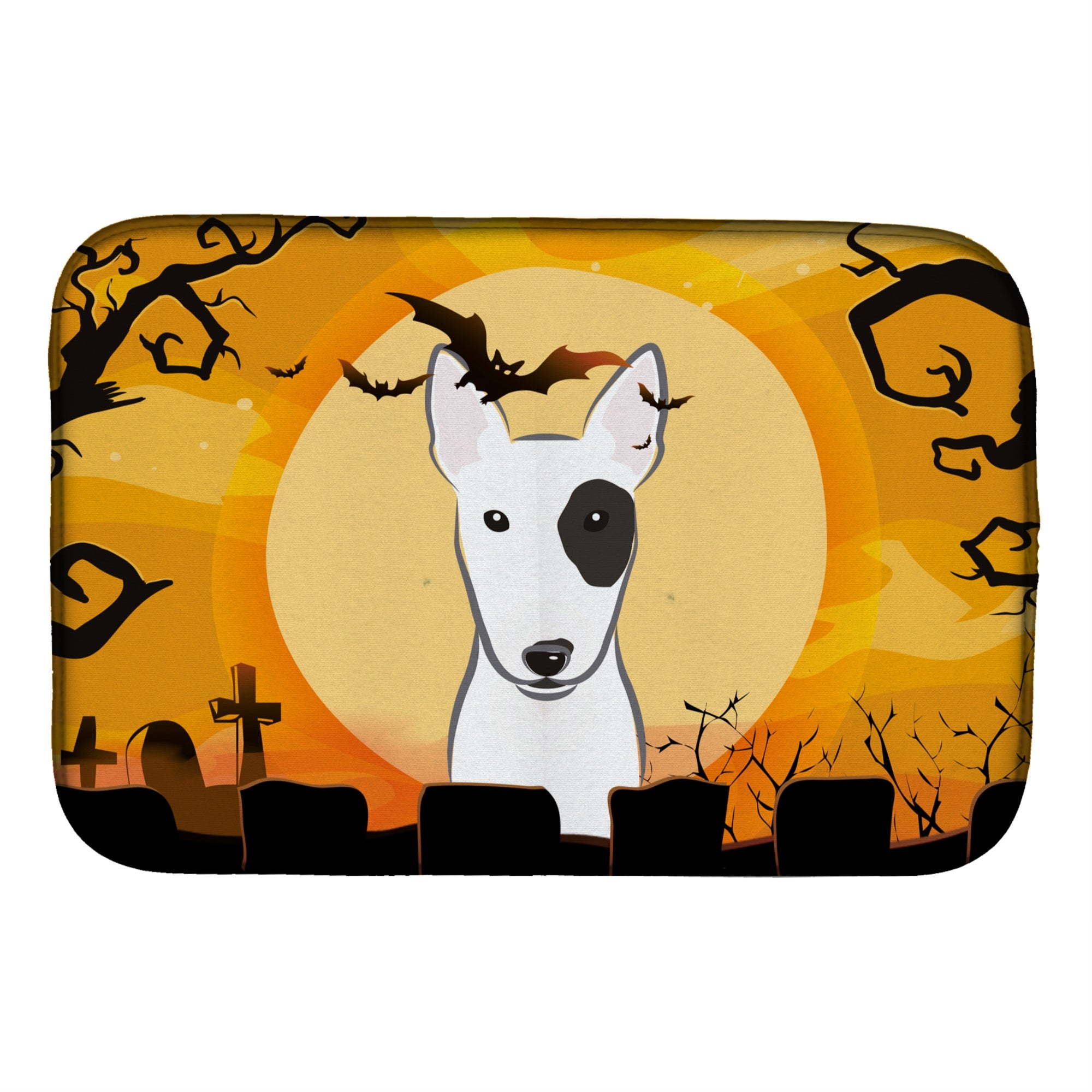 Caroline'S Treasures Halloween Bull Terrier Dish Drying Mat, 14 X 21