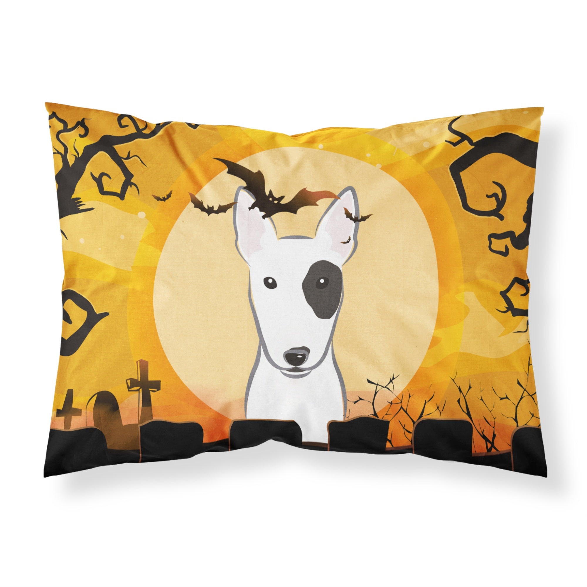 Caroline'S Treasures Bb1767Pillowcase Halloween Bull Terrier Fabric Standard Pillowcase, Large, Multicolor