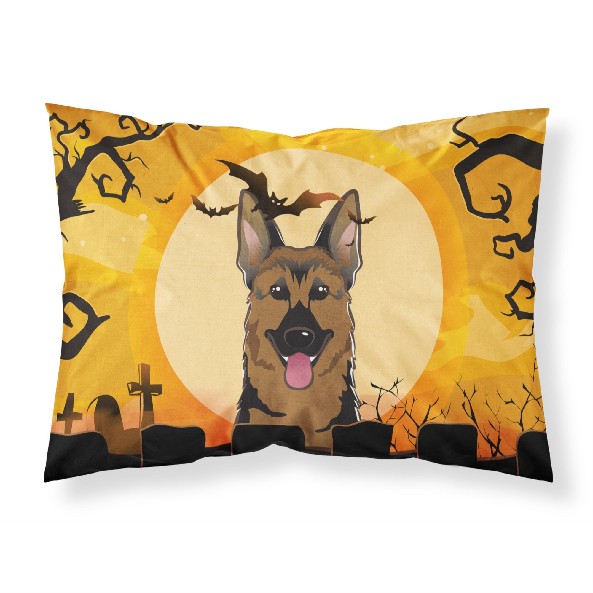Caroline'S Treasures Bb1769Pillowcase Halloween German Shepherd Fabric Standard Pillowcase, Large, Multicolor