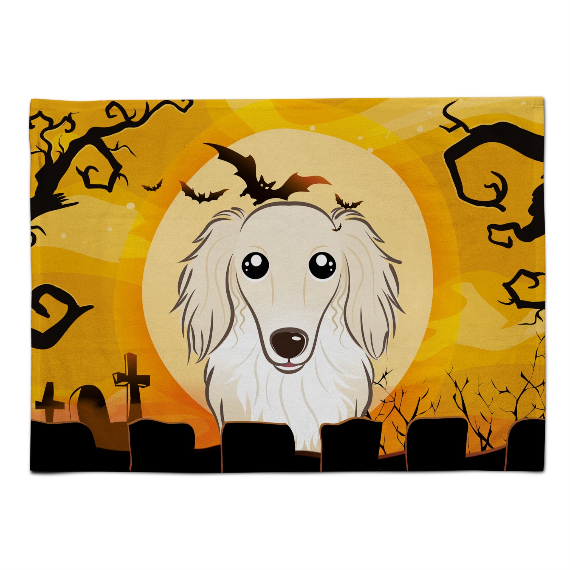 Caroline'S Treasures Bb1770Plmt Halloween Longhair Creme Dachshund Fabric Placemat, Multicolor