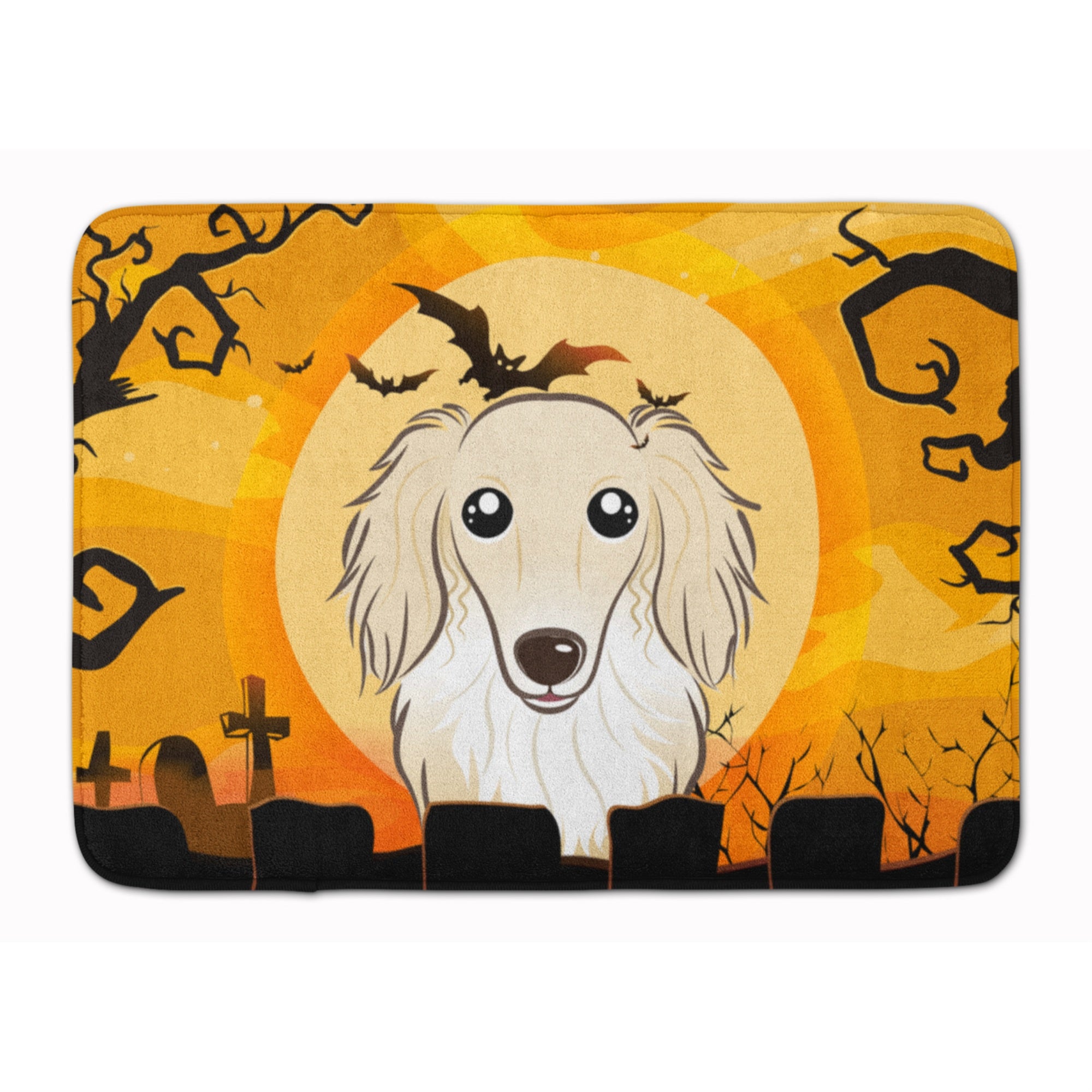 Caroline'S Treasures Halloween Longhair Creme Dachshund Floor Mat, 19 X 27, Multicolor