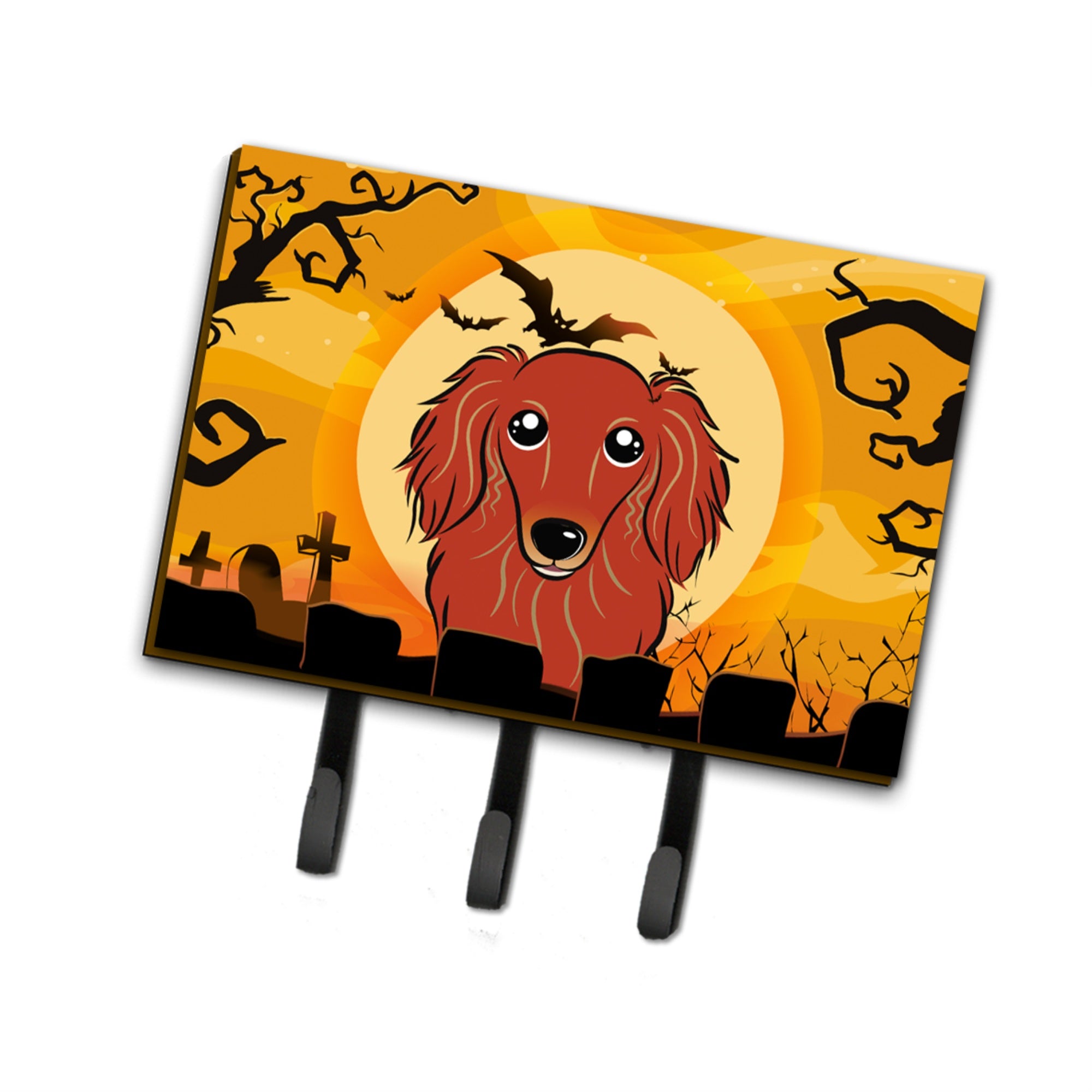 Caroline'S Treasures Bb1772Th68 Halloween Longhair Red Dachshund Leash Or Key Holder, Large, Multicolor