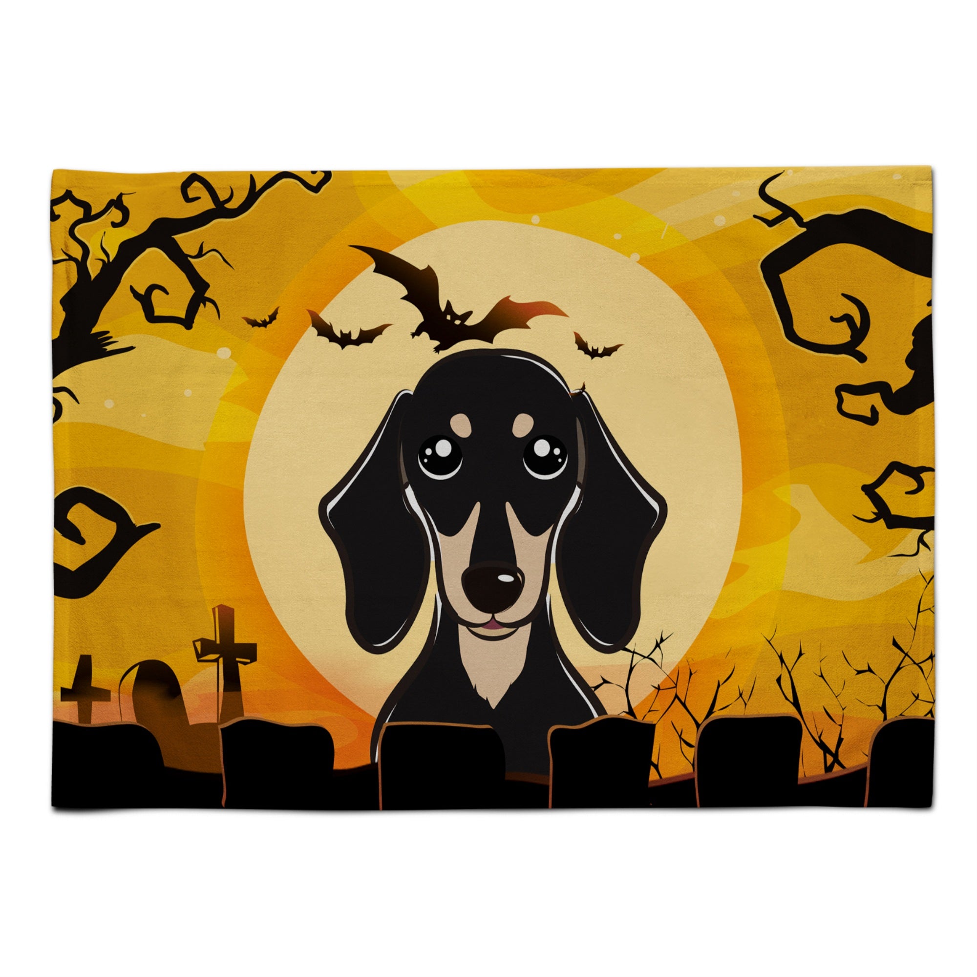 Caroline'S Treasures Bb1773Plmt Halloween Smooth Black And Tan Dachshund Fabric Placemat, Multicolor