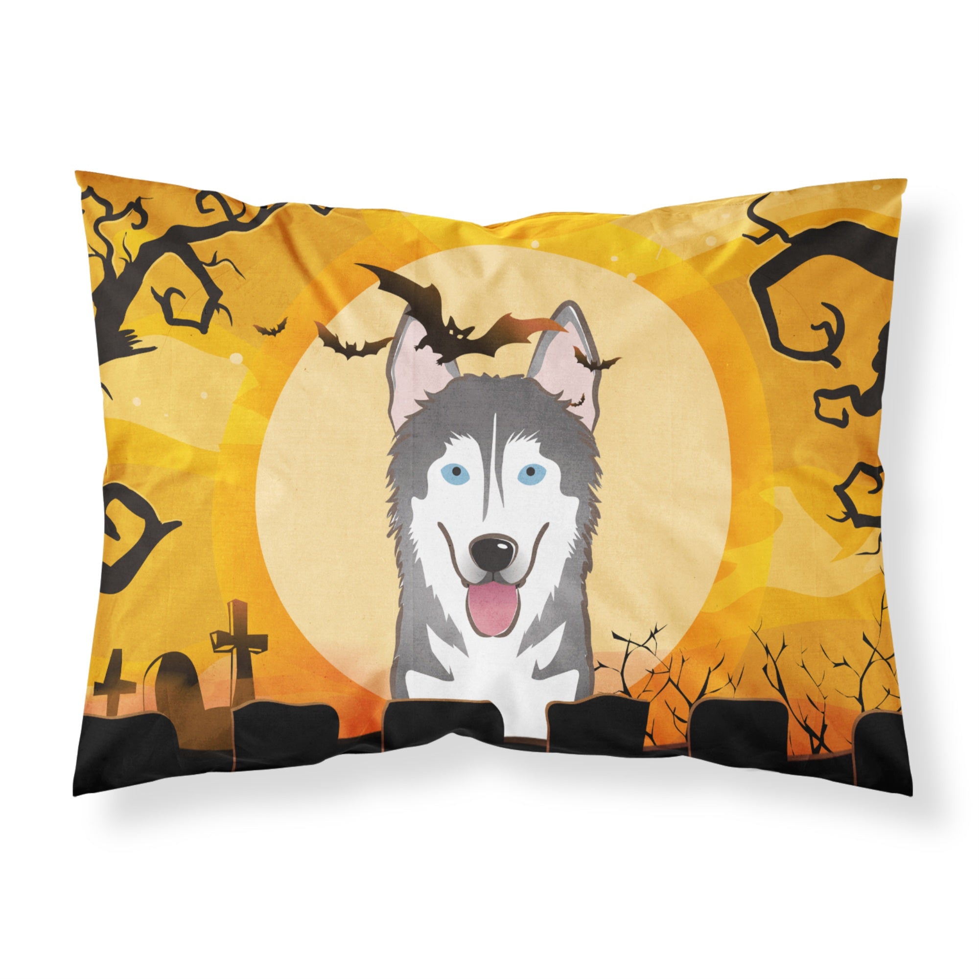 Caroline'S Treasures Bb1776Pillowcase Halloween Alaskan Malamute Fabric Standard Pillowcase, Large, Multicolor
