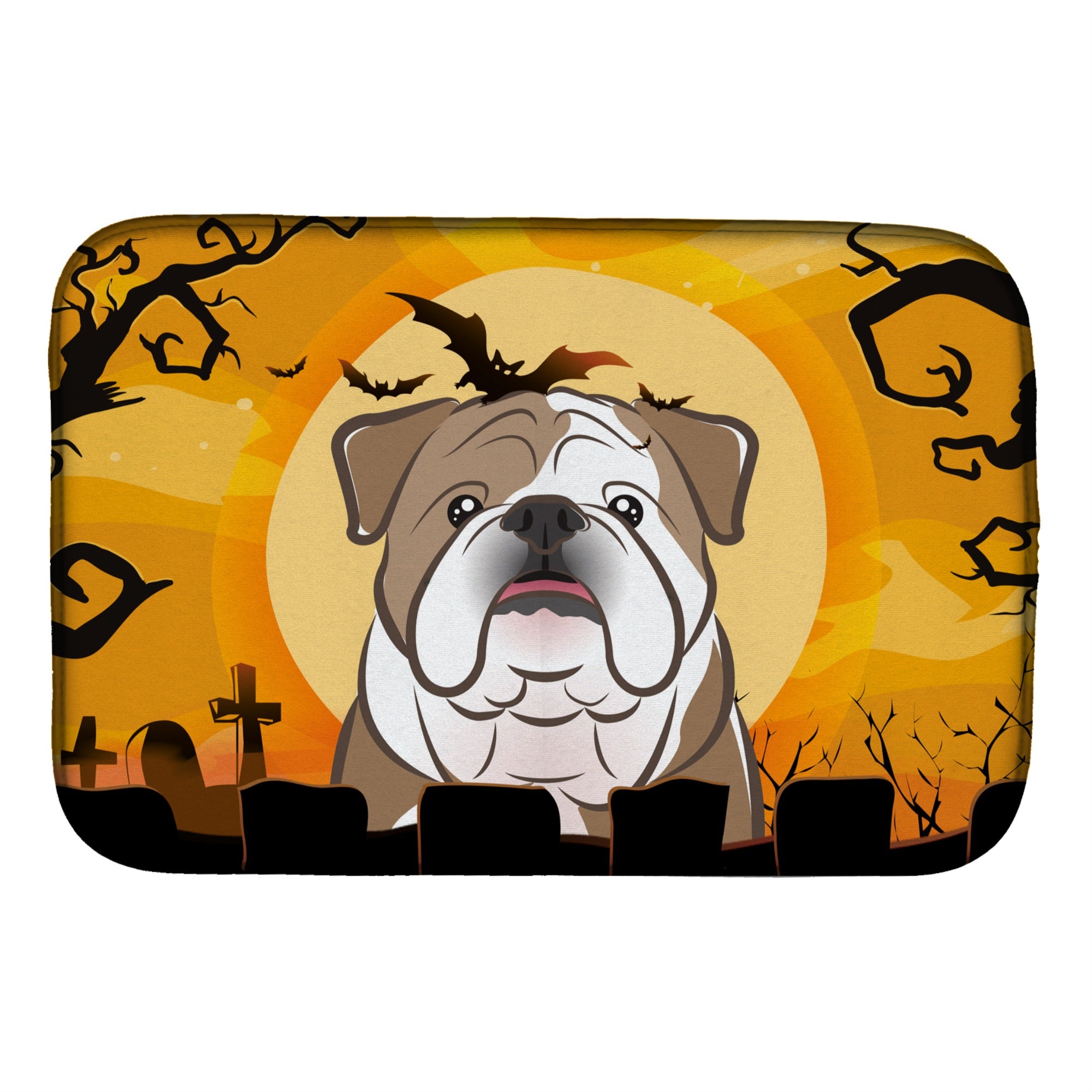 Caroline'S Treasures Halloween English Bulldog Dish Drying Mat, 14 X 21