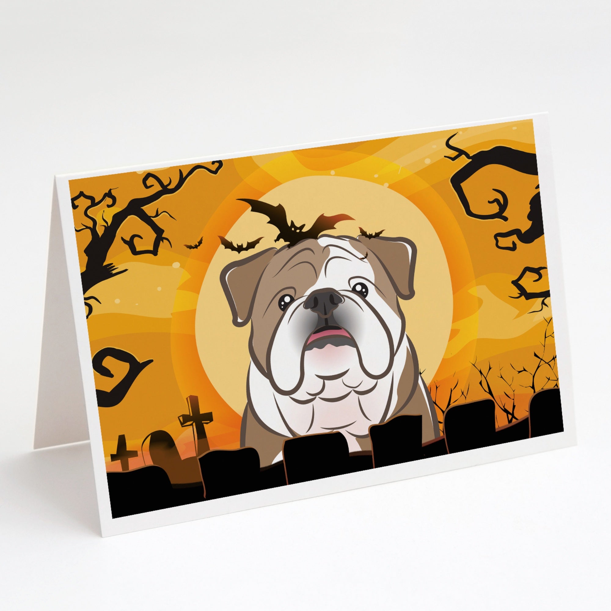 Halloween English Bulldog  Greeting Cards And Envelopes Pack Of 8