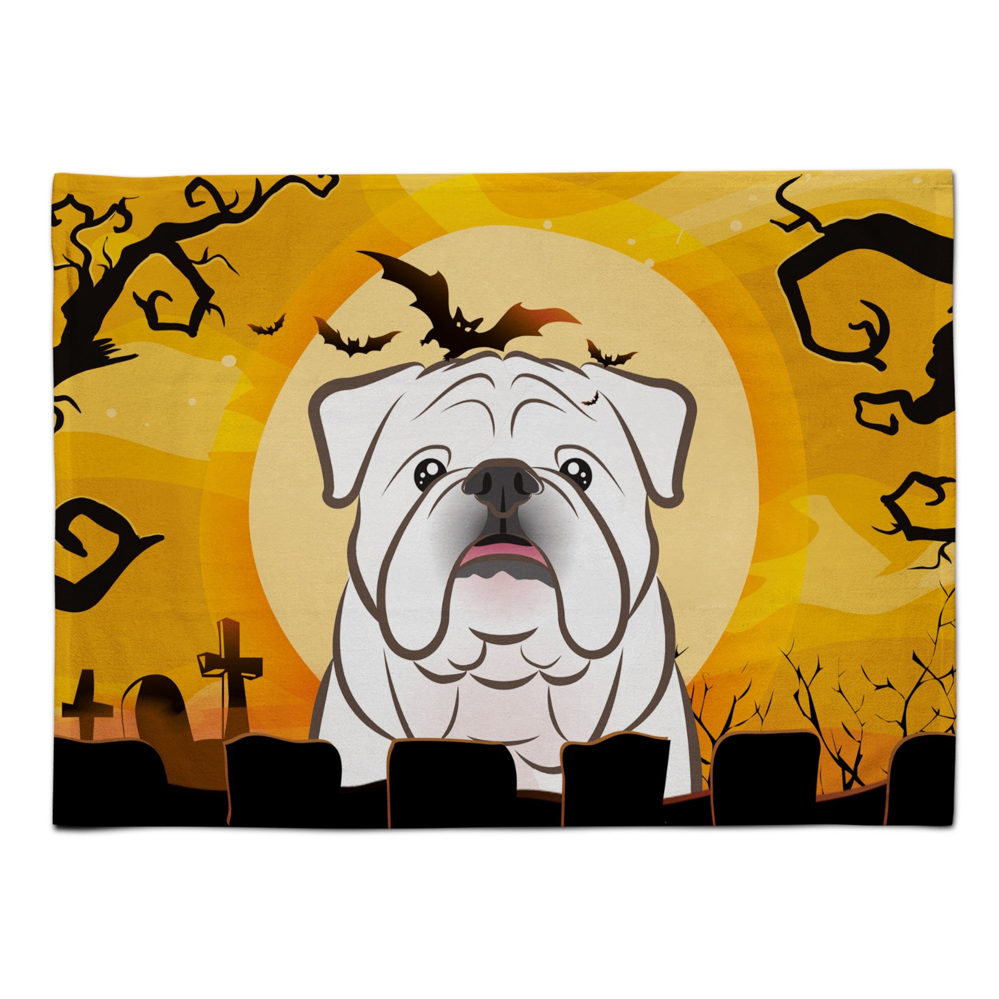 Caroline'S Treasures Bb1778Plmt Halloween White English Bulldog Fabric Placemat, Multicolor