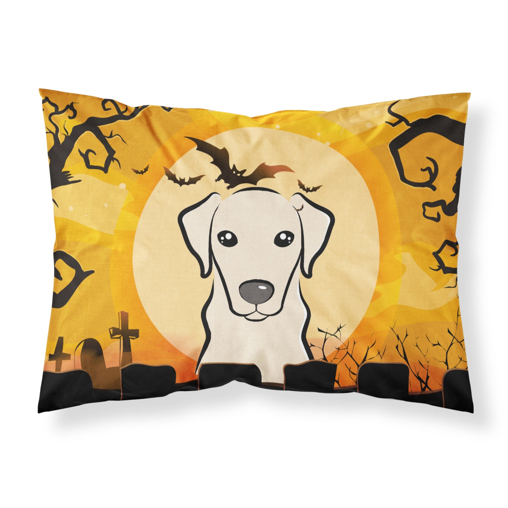 Caroline'S Treasures Bb1780Pillowcase Halloween Yellow Labrador Fabric Standard Pillowcase, Large, Multicolor