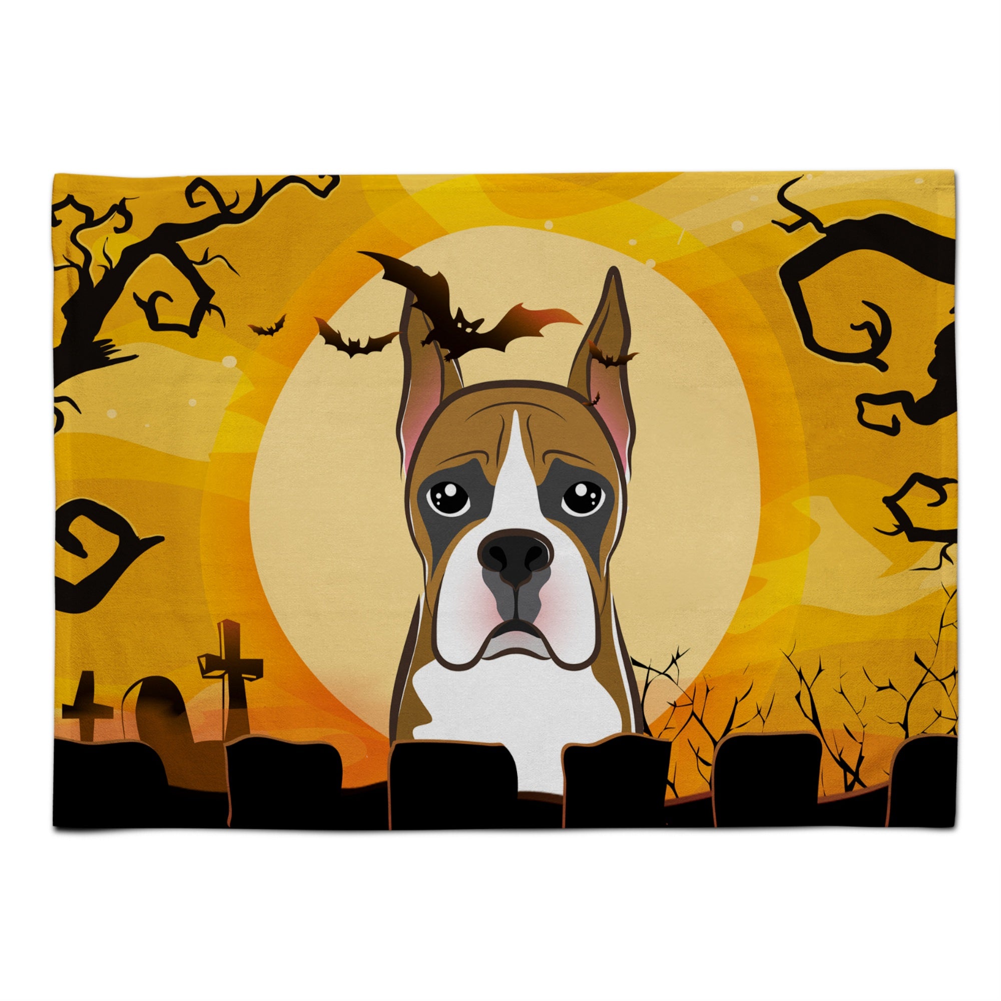 Caroline'S Treasures Bb1781Plmt Halloween Boxer Fabric Placemat, Multicolor