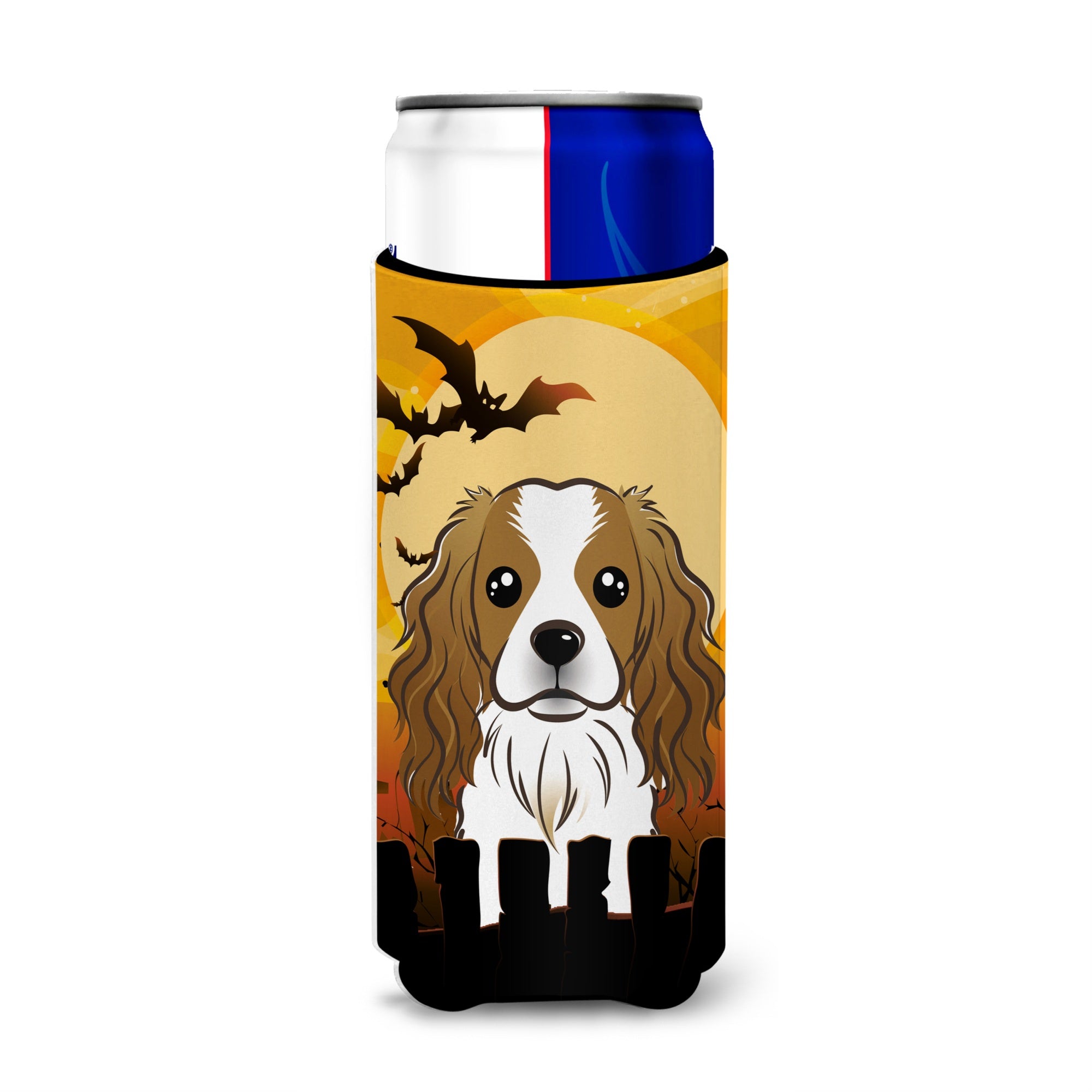 Caroline'S Treasures Halloween Cavalier Spaniel Michelob Ultra Koozies For Slim Cans, Multicolor