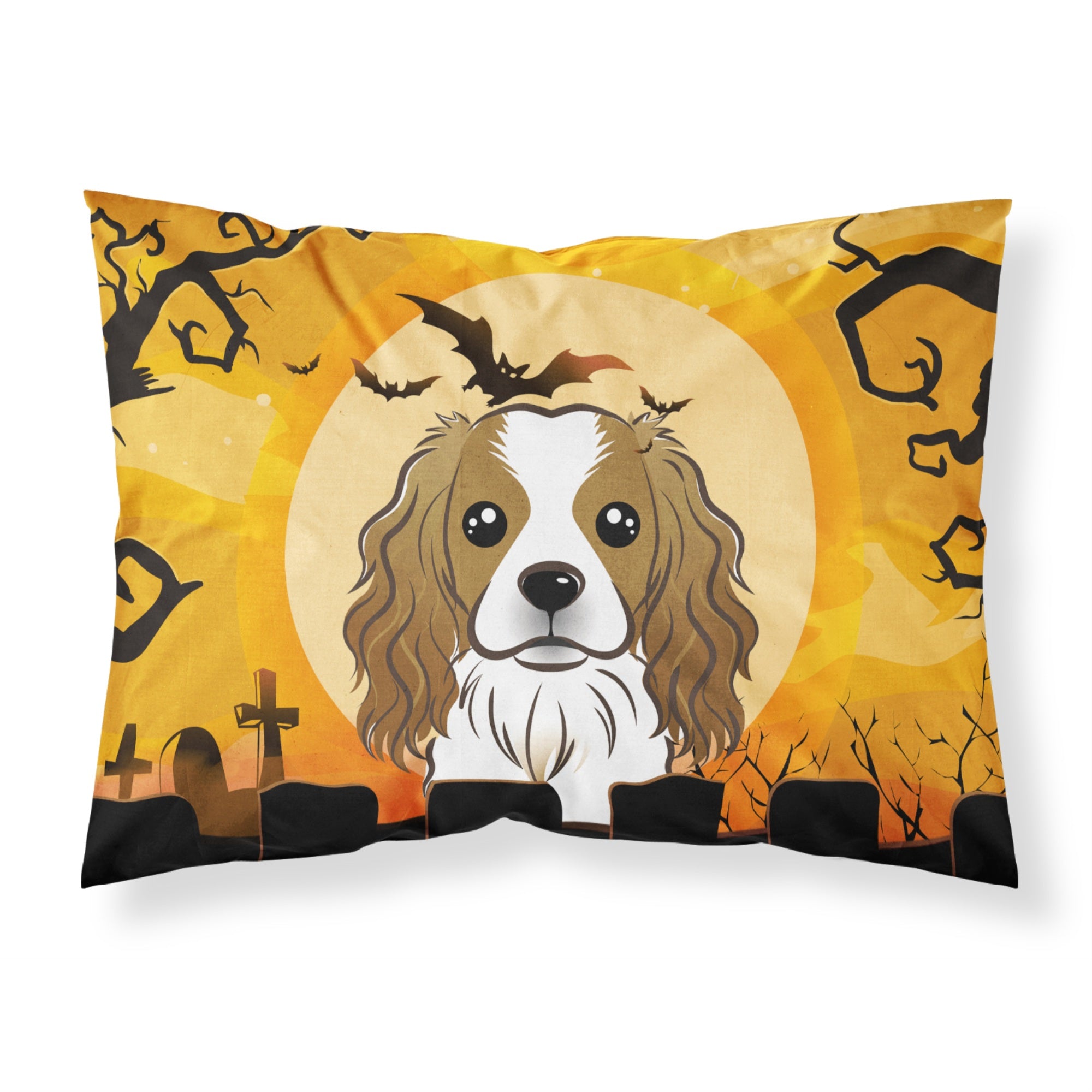 Caroline'S Treasures Bb1782Pillowcase Halloween Cavalier Spaniel Fabric Standard Pillowcase, Large, Multicolor