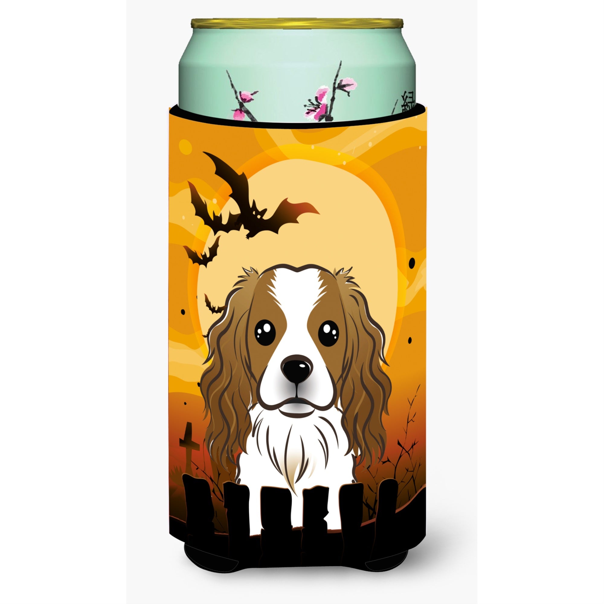 Caroline'S Treasures Halloween Cavalier Spaniel Tall Boy Koozie Hugger, Multicolor