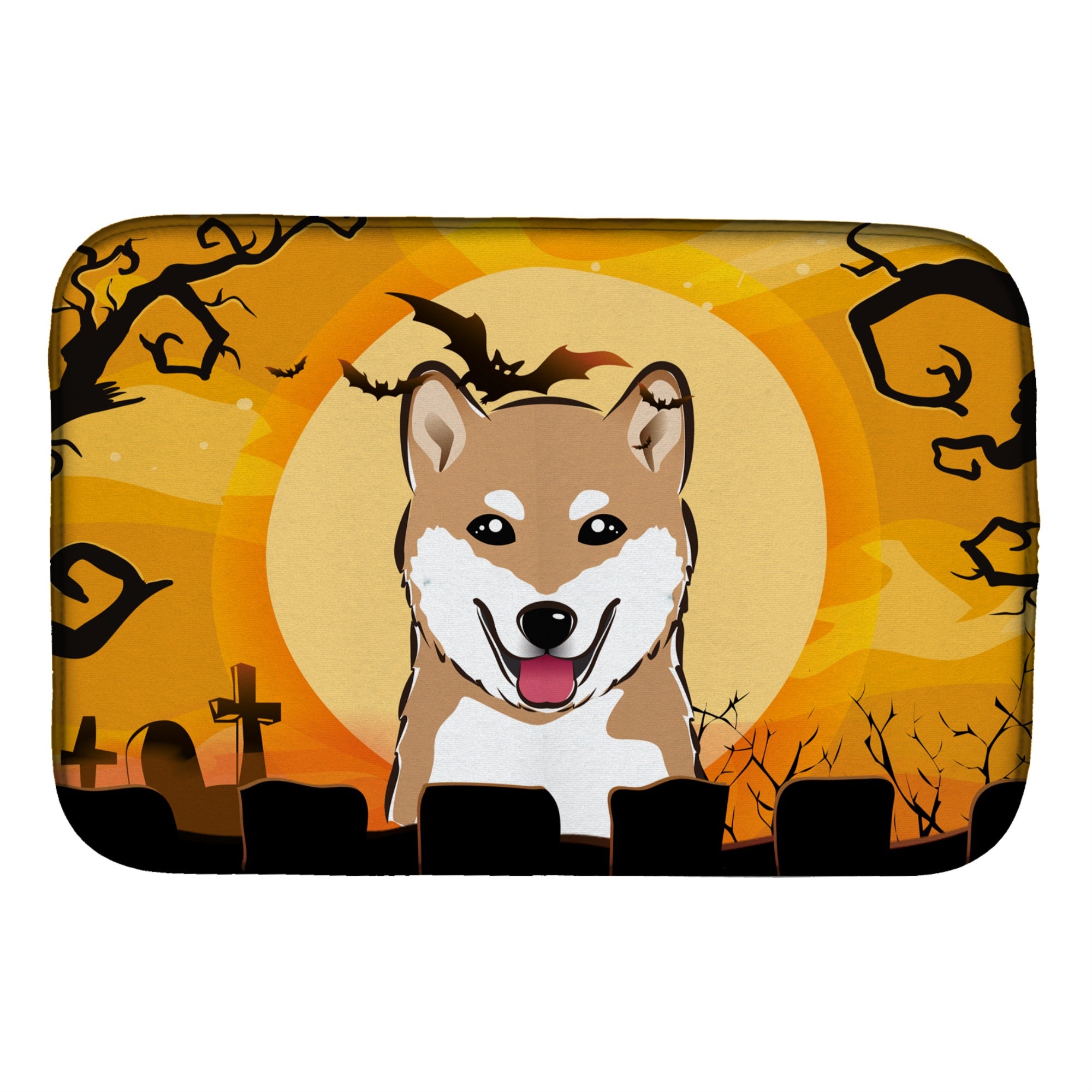 Caroline'S Treasures Halloween Shiba Inu Dish Drying Mat, 14 X 21