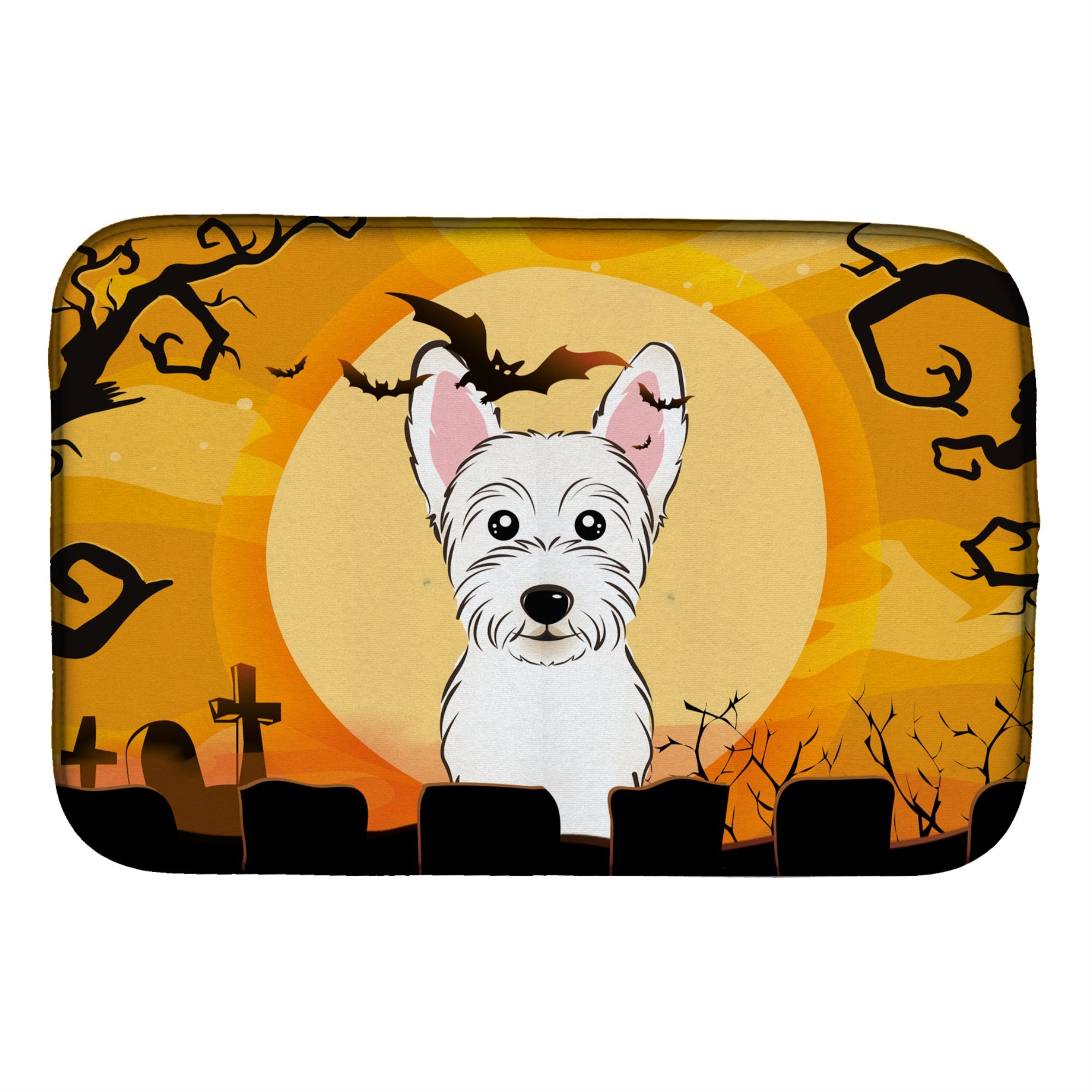 Caroline'S Treasures Halloween Westie Dish Drying Mat, 14 X 21