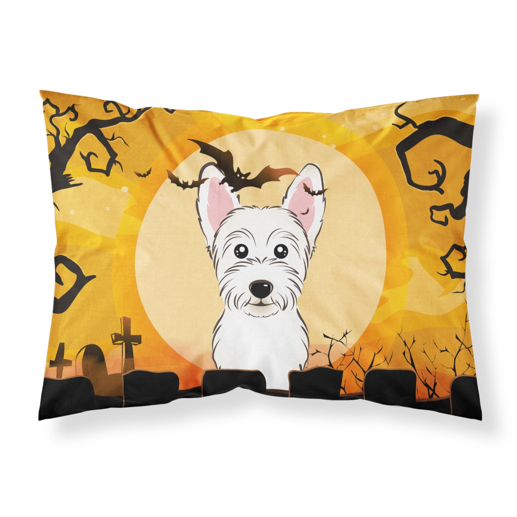 Caroline'S Treasures Bb1784Pillowcase Halloween Westie Fabric Standard Pillowcase, Large, Multicolor