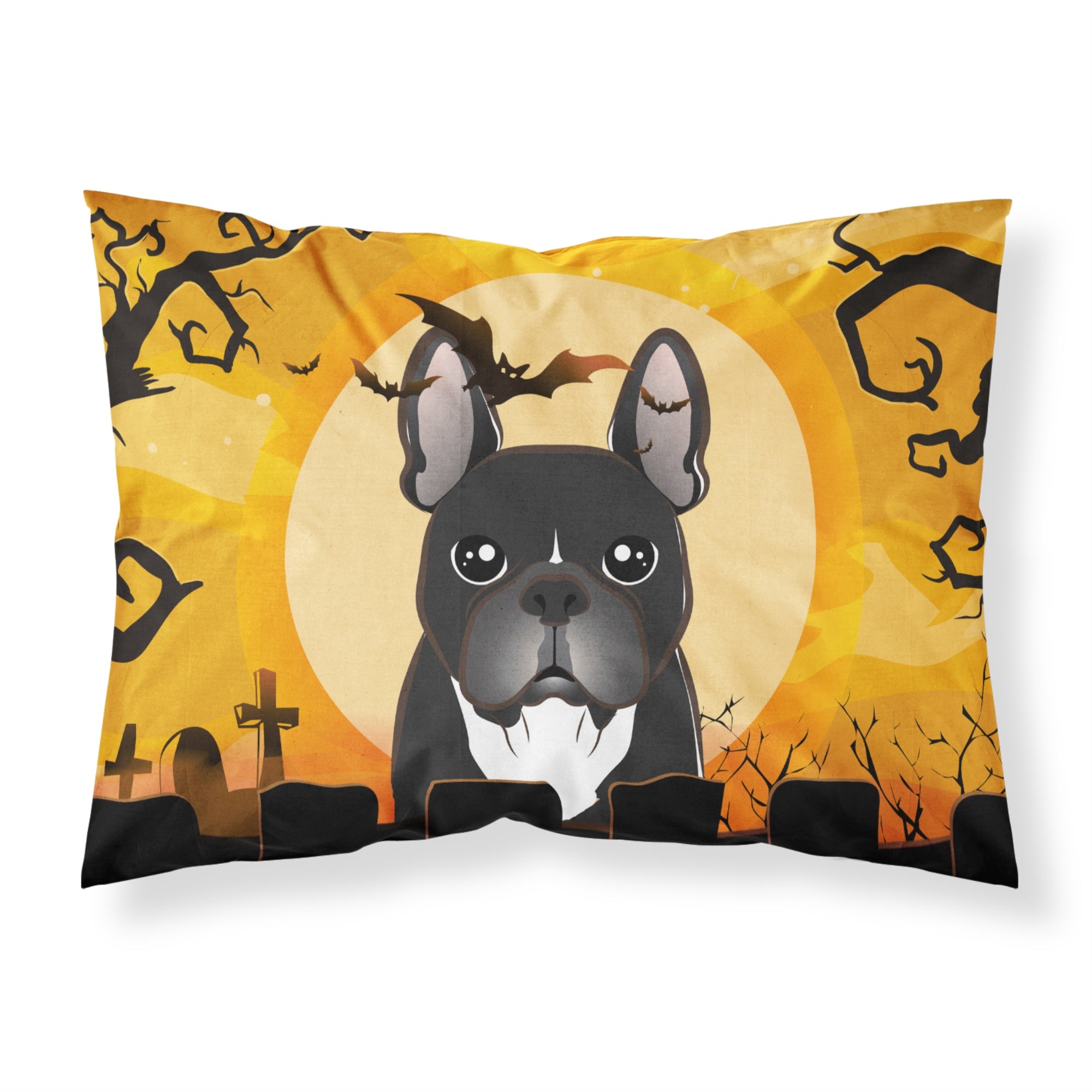 Caroline'S Treasures Bb1785Pillowcase Halloween French Bulldog Fabric Standard Pillowcase, Large, Multicolor