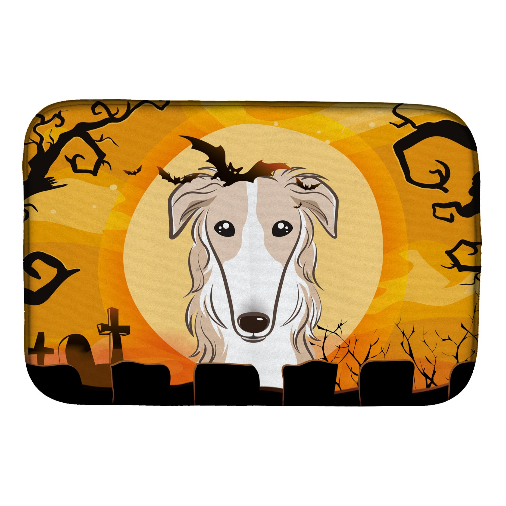 Caroline'S Treasures Halloween Borzoi Dish Drying Mat, 14 X 21