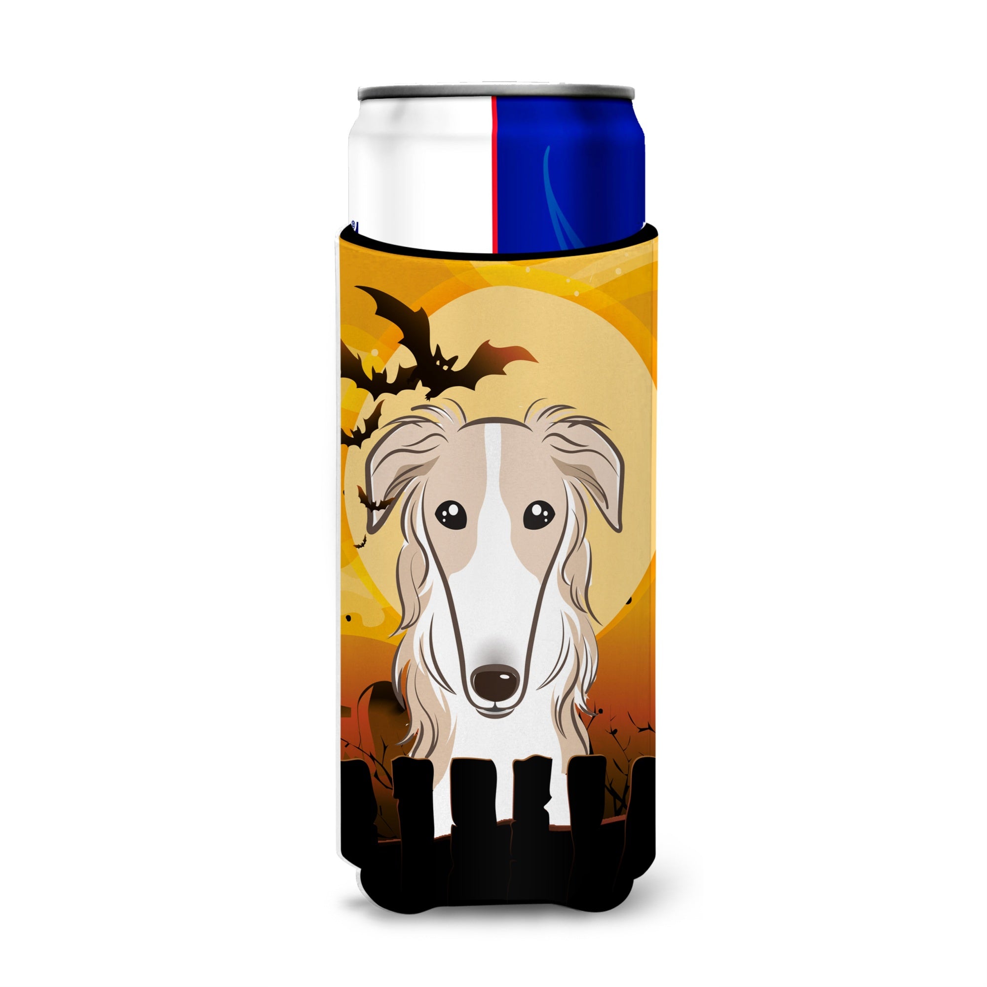 Caroline'S Treasures Halloween Borzoi Michelob Ultra Koozies For Slim Cans, Multicolor