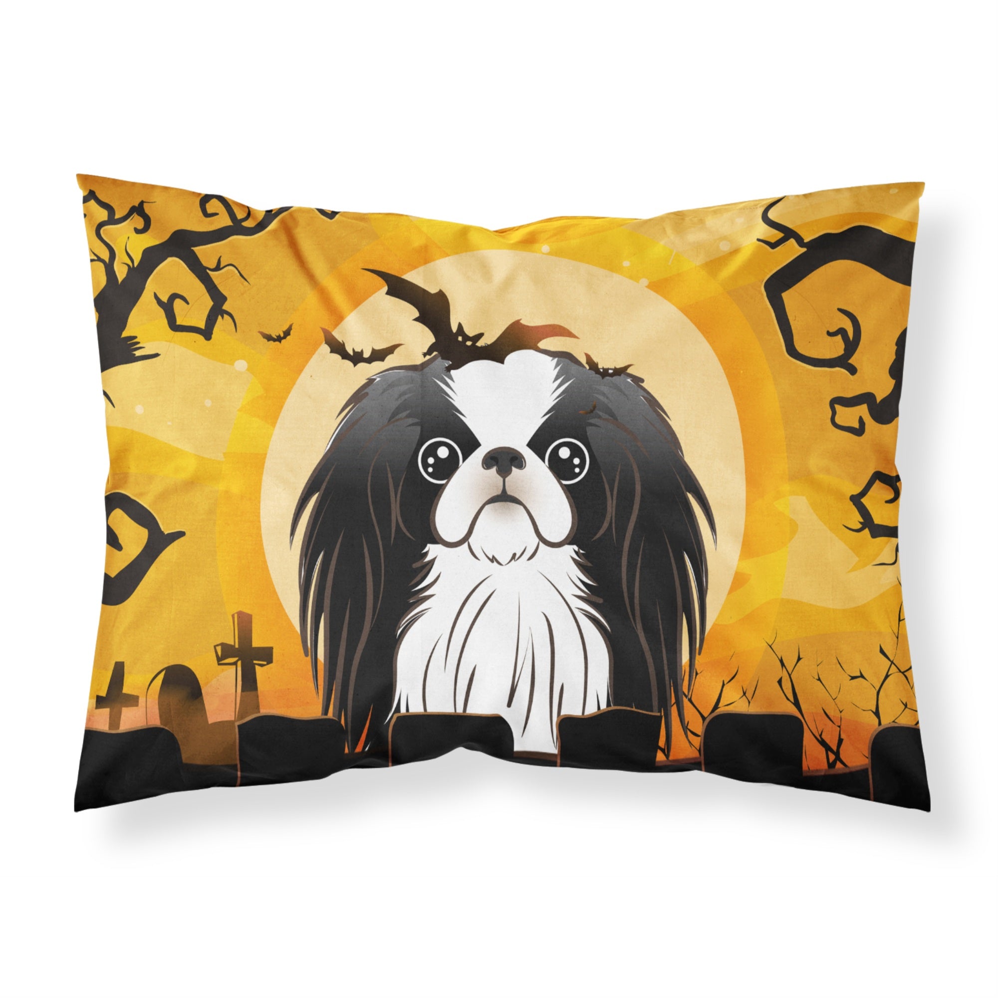 Caroline'S Treasures Bb1788Pillowcase Halloween Japanese Chin Fabric Standard Pillowcase, Large, Multicolor