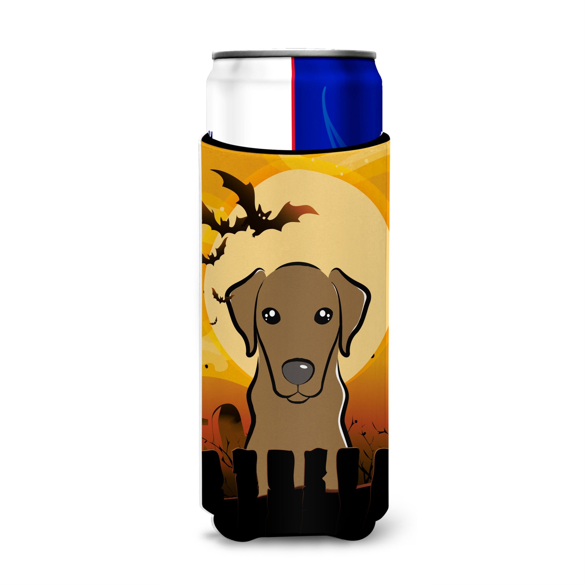 Caroline'S Treasures Halloween Chocolate Labrador Michelob Ultra Koozies For Slim Cans, Multicolor