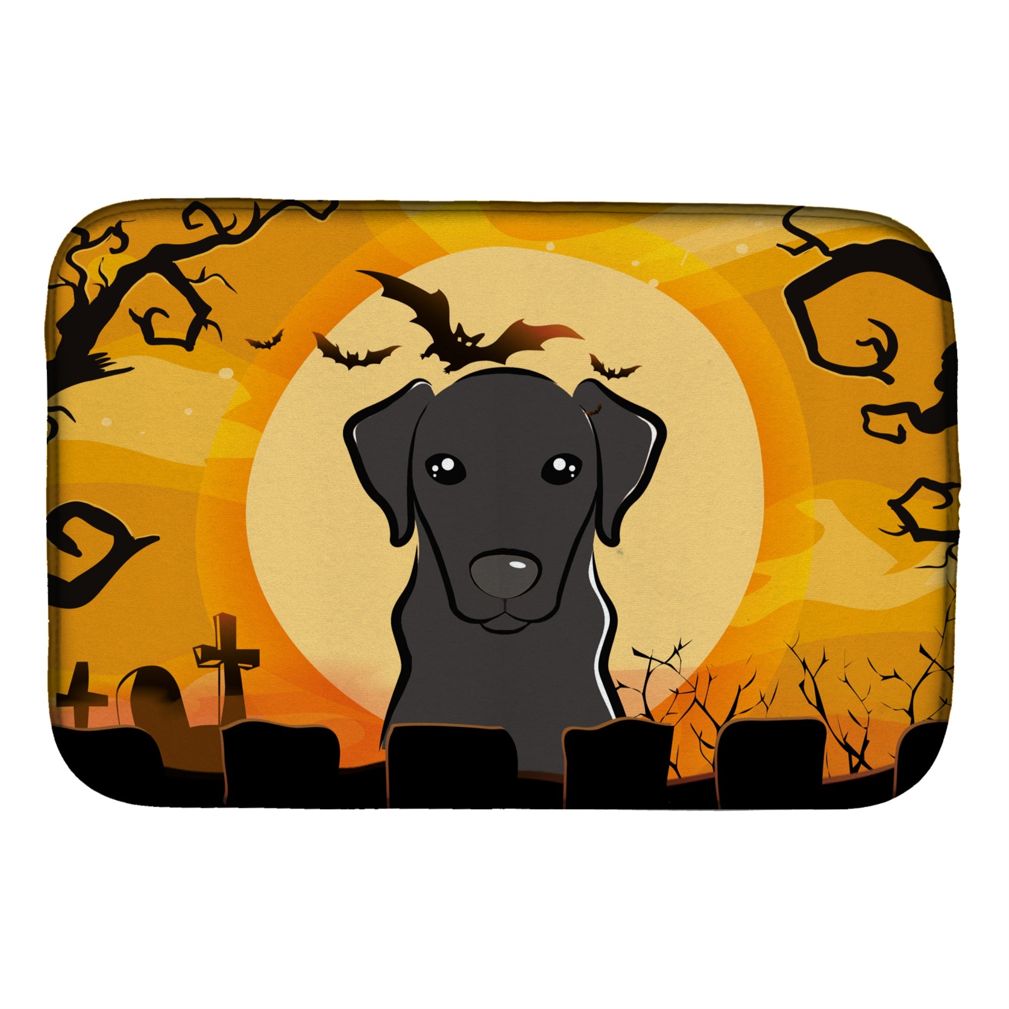 Caroline'S Treasures Halloween Black Labrador Dish Drying Mat, 14 X 21