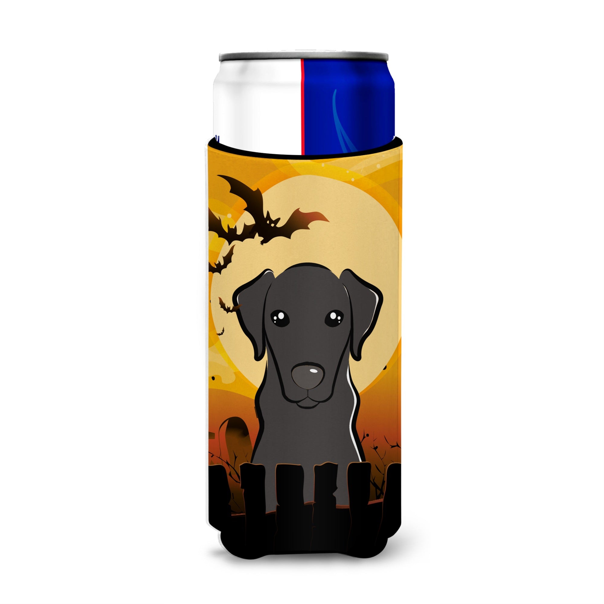 Caroline'S Treasures Halloween Black Labrador Michelob Ultra Koozies For Slim Cans, Multicolor