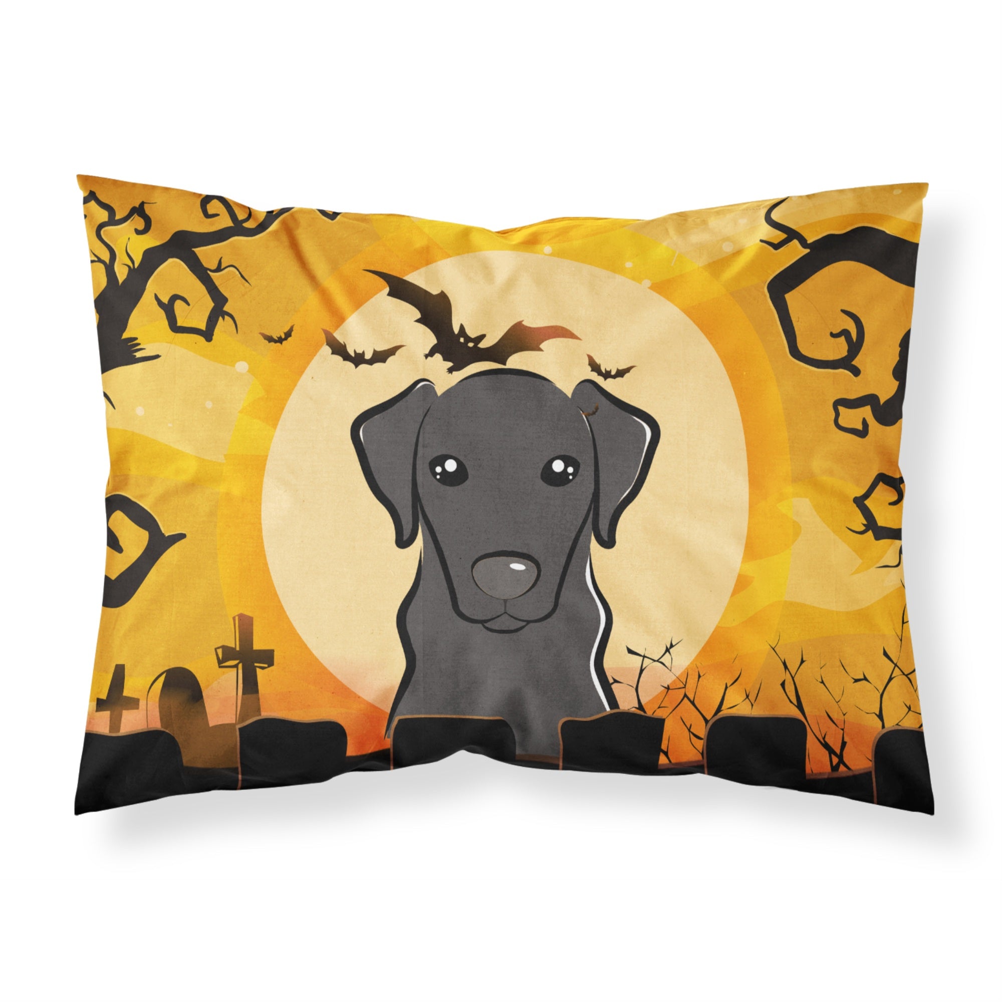 Caroline'S Treasures Bb1793Pillowcase Halloween Black Labrador Fabric Standard Pillowcase, Large, Multicolor