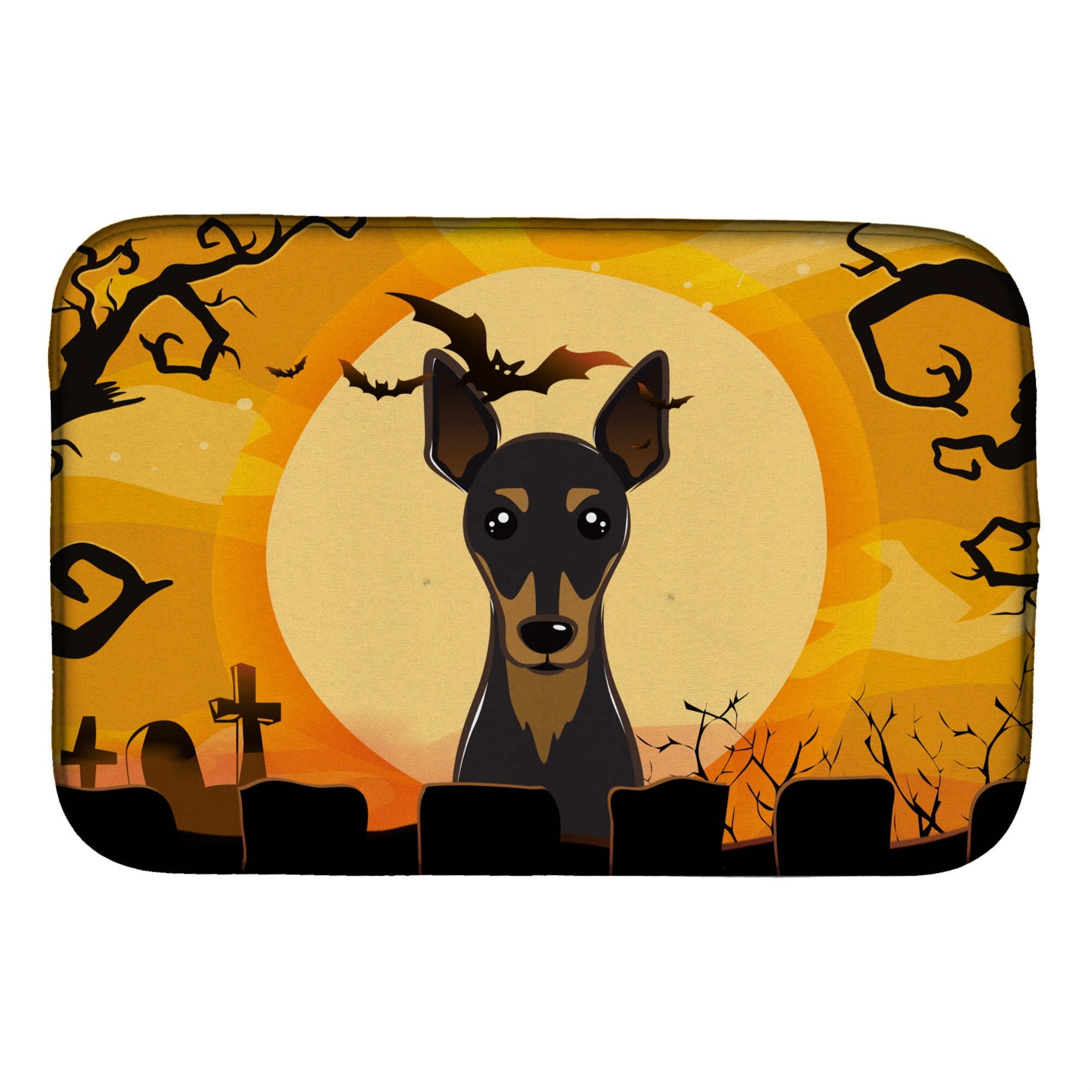 Caroline'S Treasures Halloween Min Pin Dish Drying Mat, 14 X 21