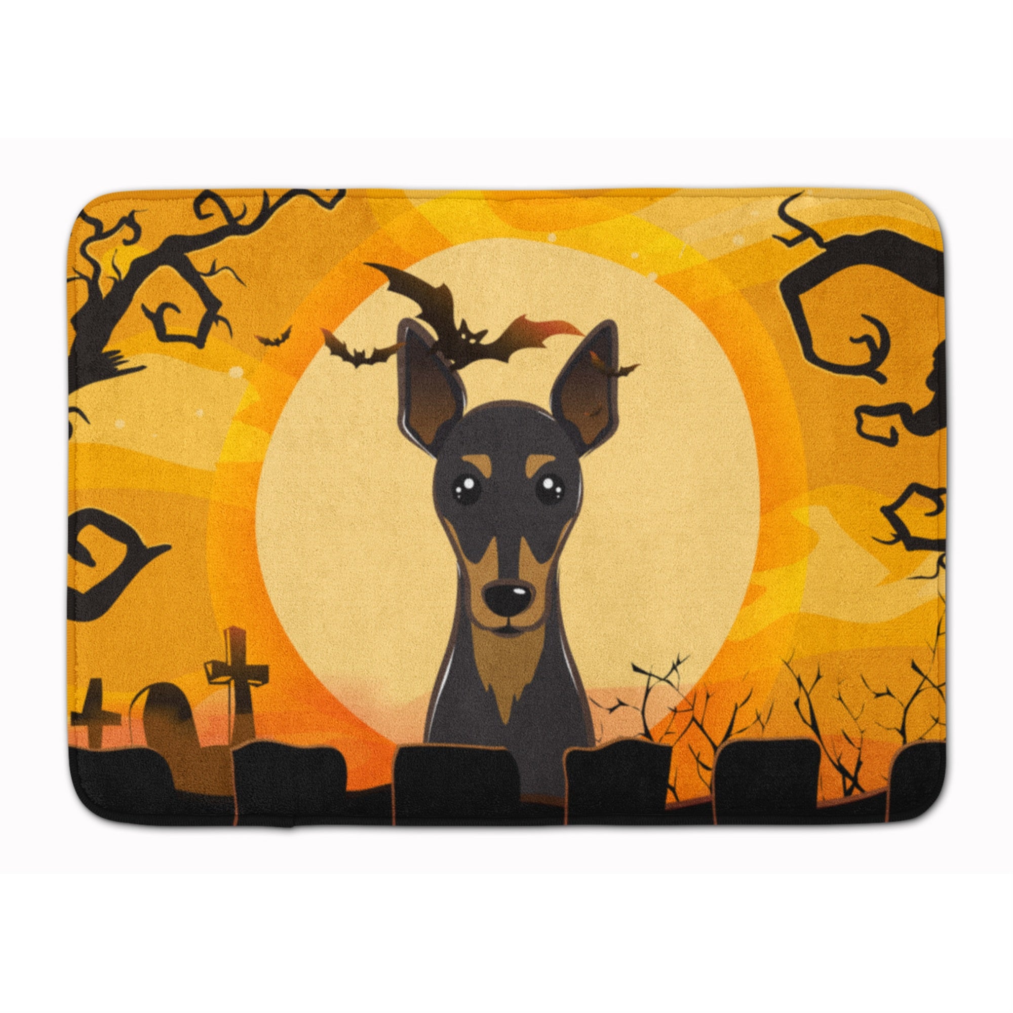 Caroline'S Treasures Halloween Min Pin Floor Mat, 19 X 27, Multicolor