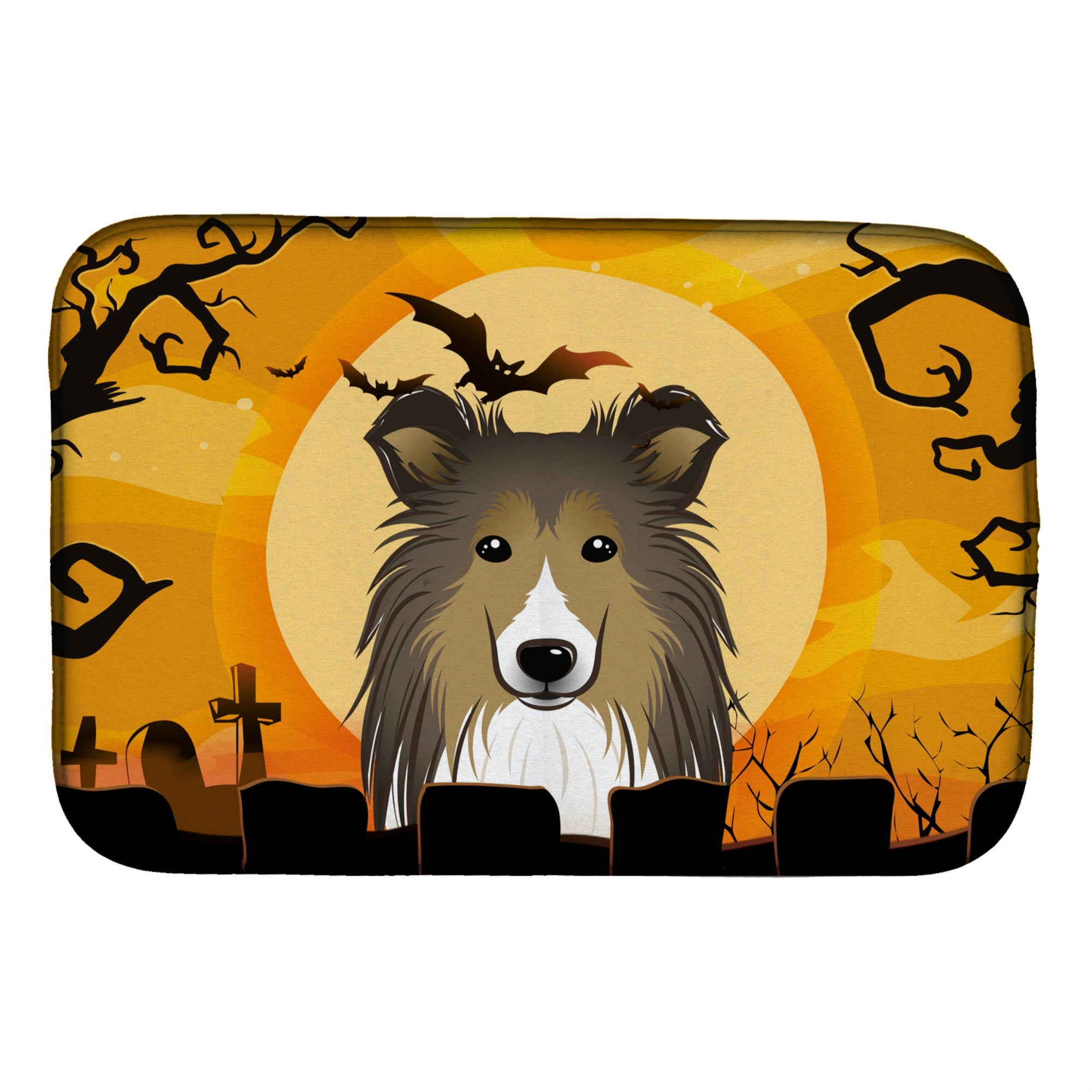 Caroline'S Treasures Halloween Sheltie Dish Drying Mat, 14 X 21