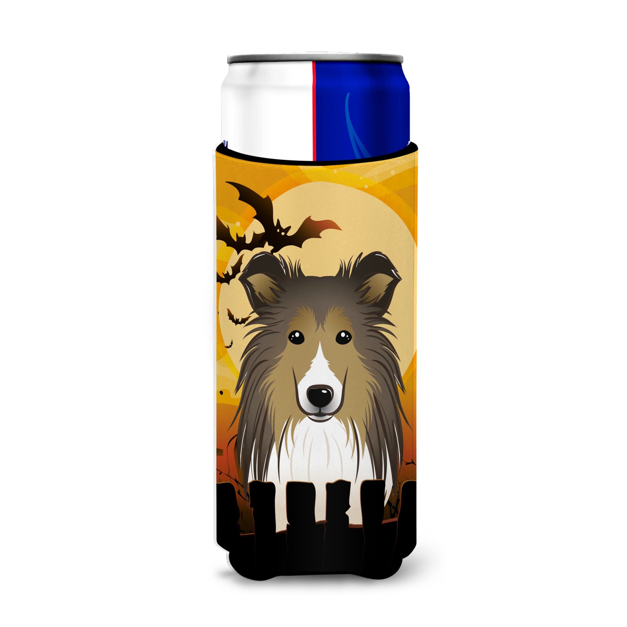 Caroline'S Treasures Halloween Sheltie Michelob Ultra Koozies For Slim Cans, Multicolor