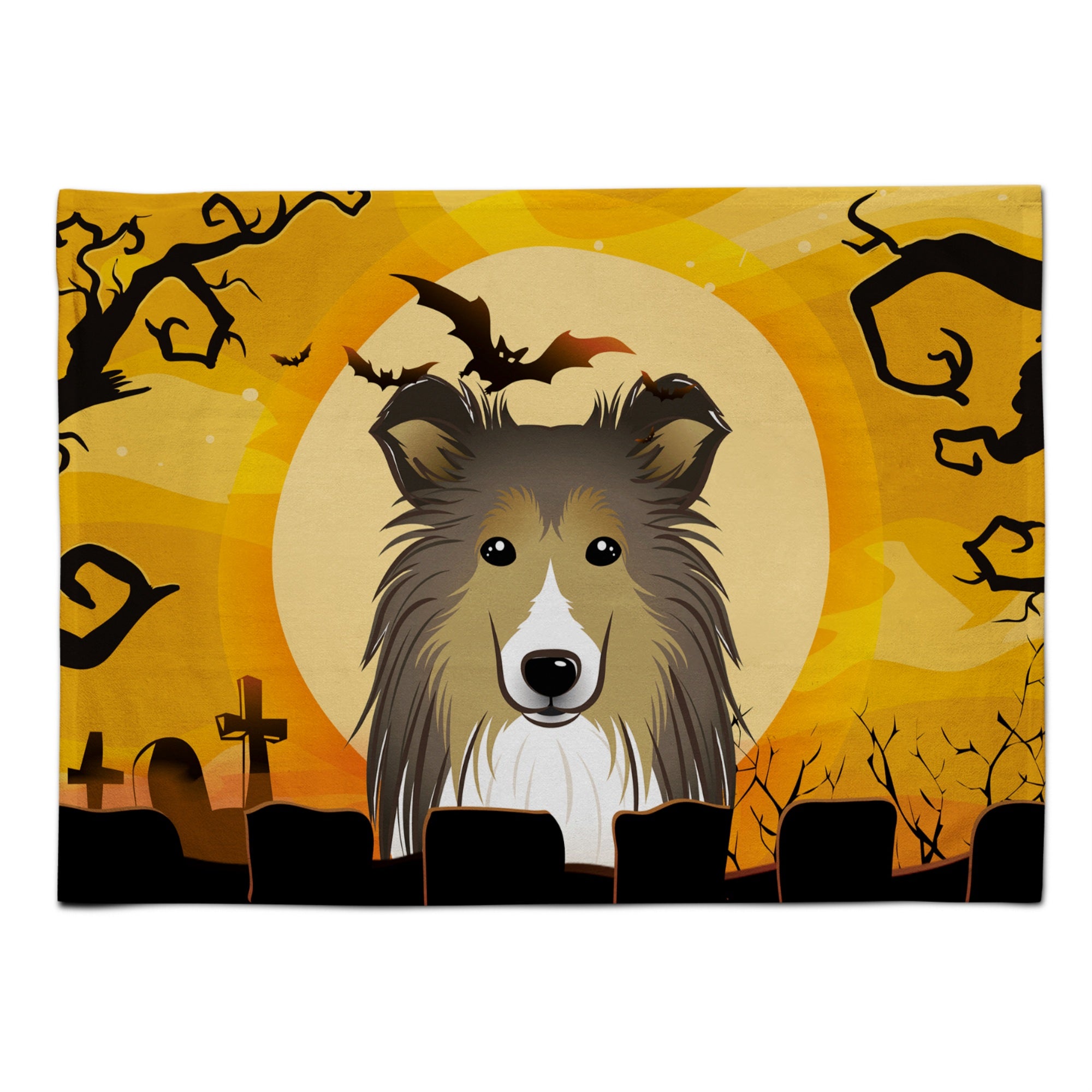 Caroline'S Treasures Bb1800Plmt Halloween Sheltie Fabric Placemat, Multicolor