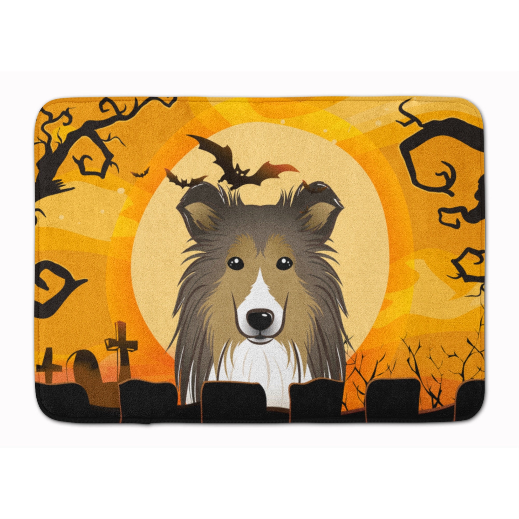 Caroline'S Treasures Halloween Sheltie Floor Mat, 19 X 27, Multicolor