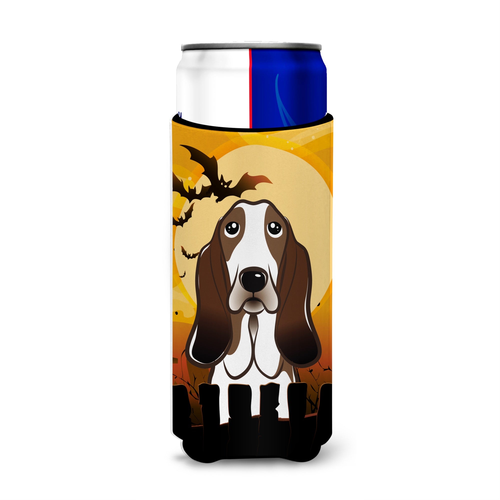 Caroline'S Treasures Halloween Basset Hound Michelob Ultra Koozies For Slim Cans, Multicolor