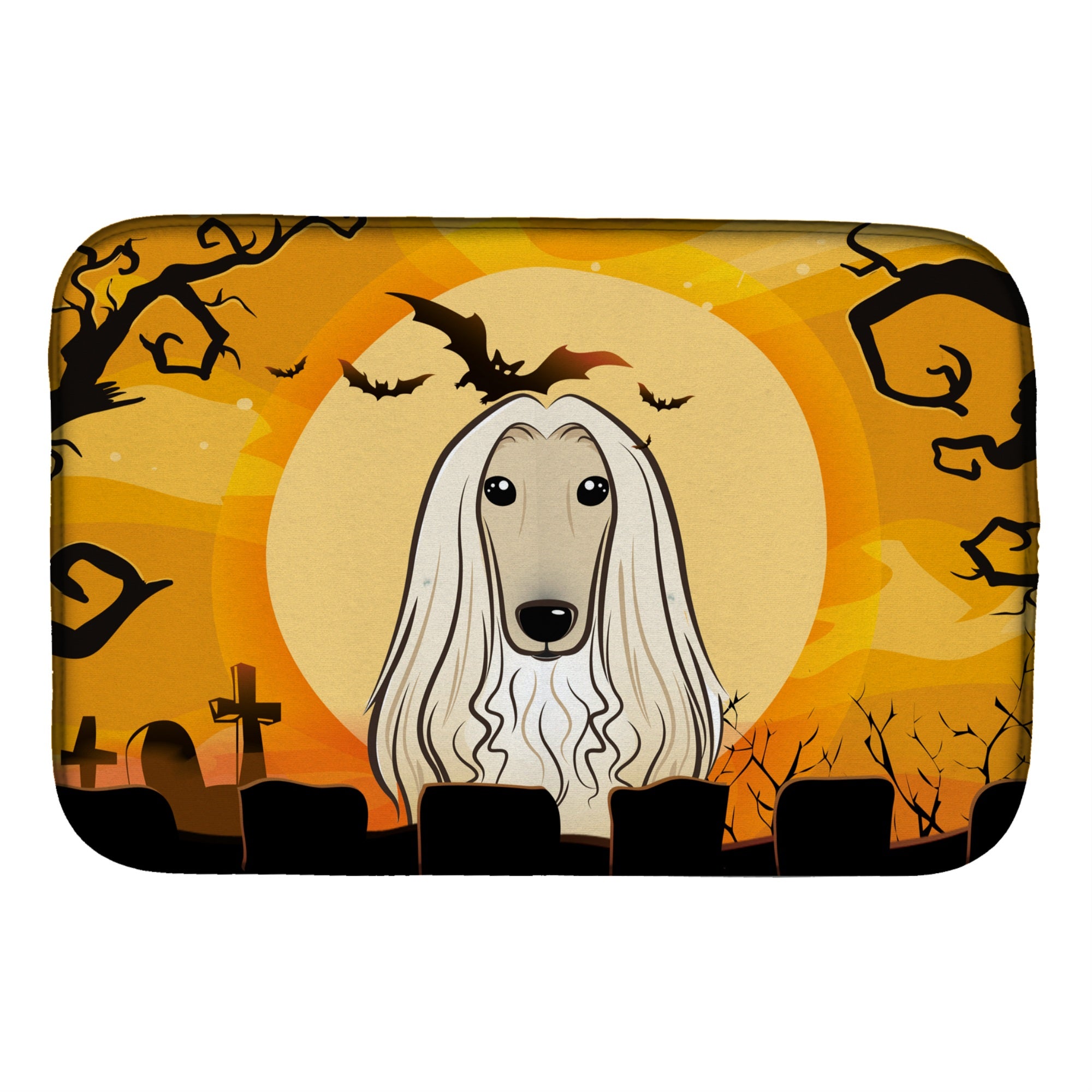 Caroline'S Treasures Halloween Afghan Hound Dish Drying Mat, 14 X 21