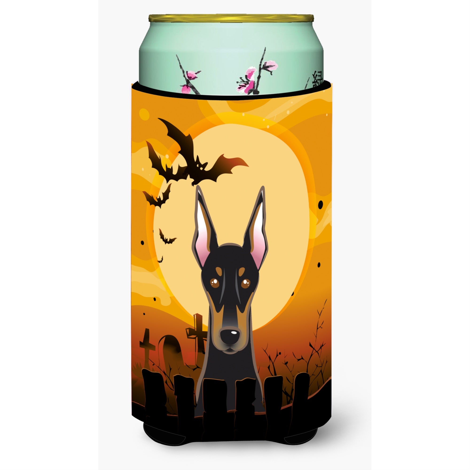 Caroline'S Treasures Halloween Doberman Tall Boy Koozie Hugger, Multicolor