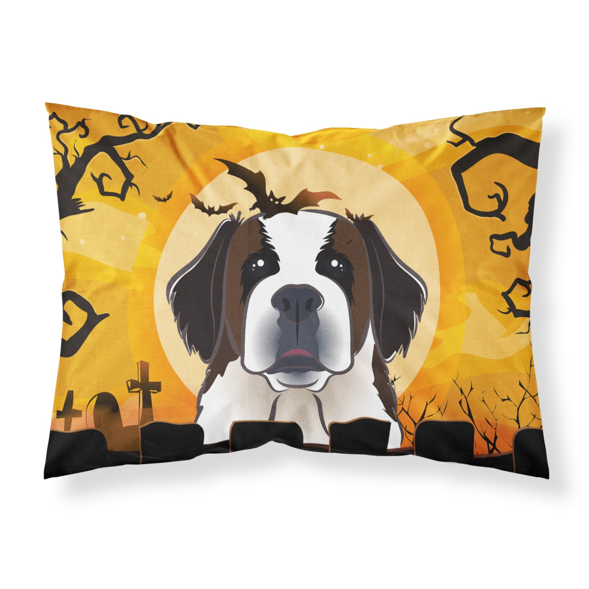 Caroline'S Treasures Bb1804Pillowcase Halloween Saint Bernard Fabric Standard Pillowcase, Large, Multicolor