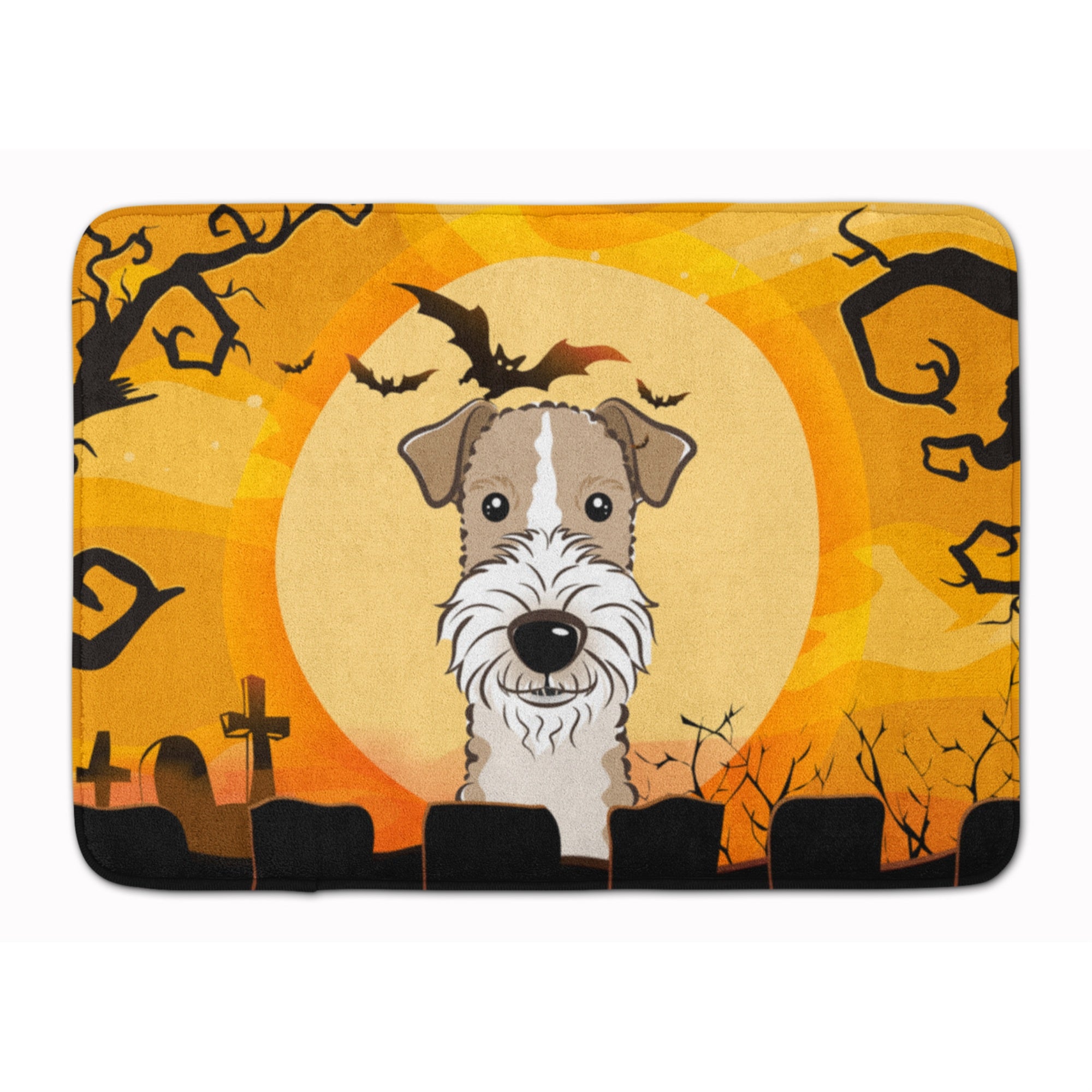 Caroline'S Treasures Halloween Wire Haired Fox Terrier Floor Mat, 19 X 27, Multicolor