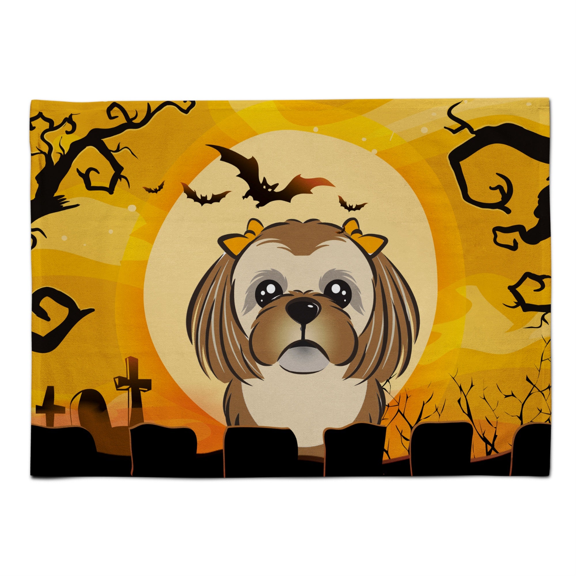 Caroline'S Treasures Bb1807Plmt Halloween Chocolate Brown Shih Tzu Fabric Placemat, Multicolor