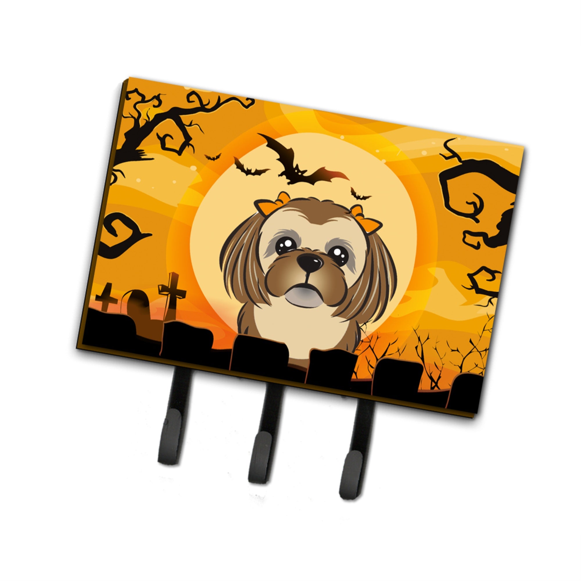 Caroline'S Treasures Bb1807Th68 Halloween Chocolate Brown Shih Tzu Leash Or Key Holder, Large, Multicolor