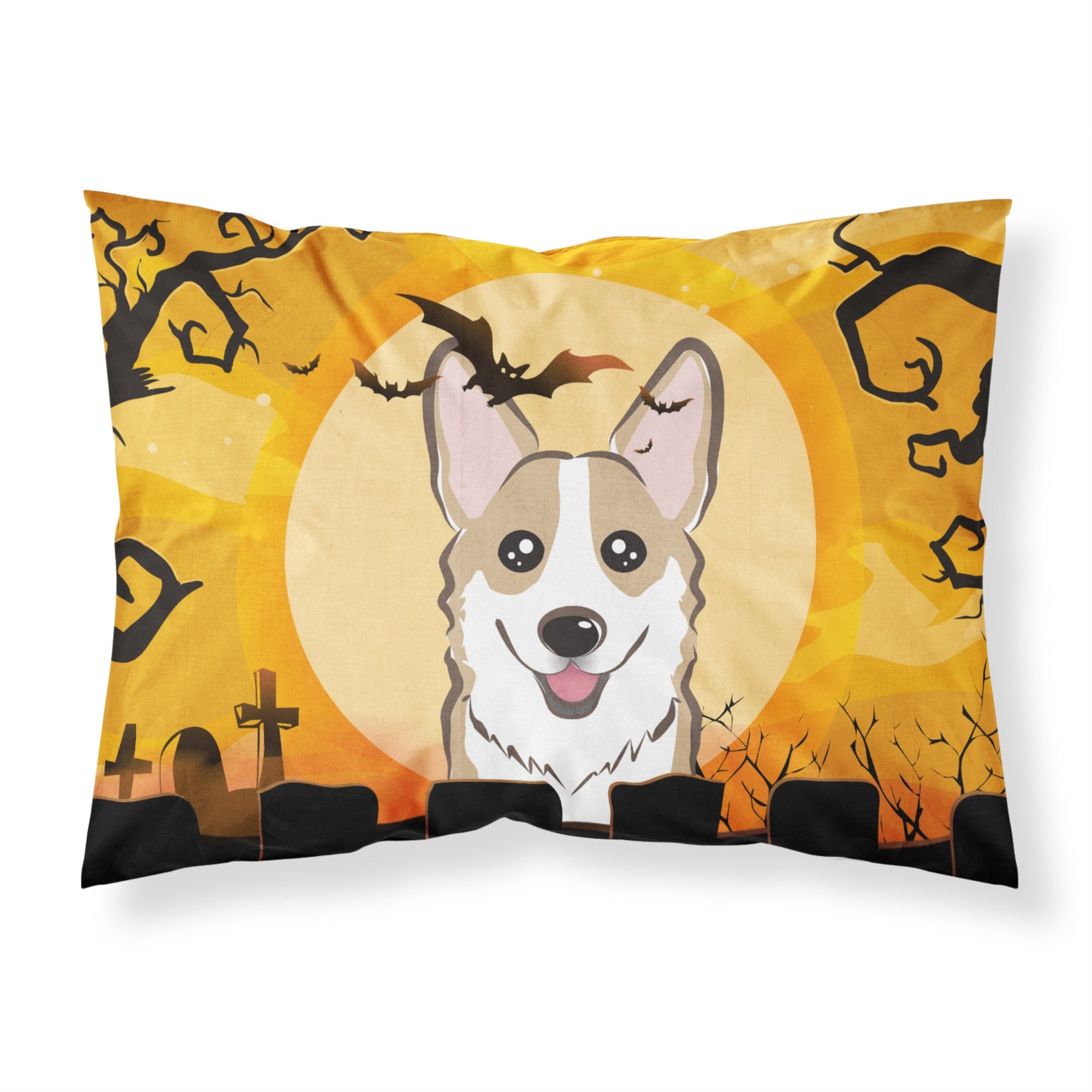 Caroline'S Treasures Bb1811Pillowcase Halloween Sable Corgi Fabric Standard Pillowcase, Large, Multicolor