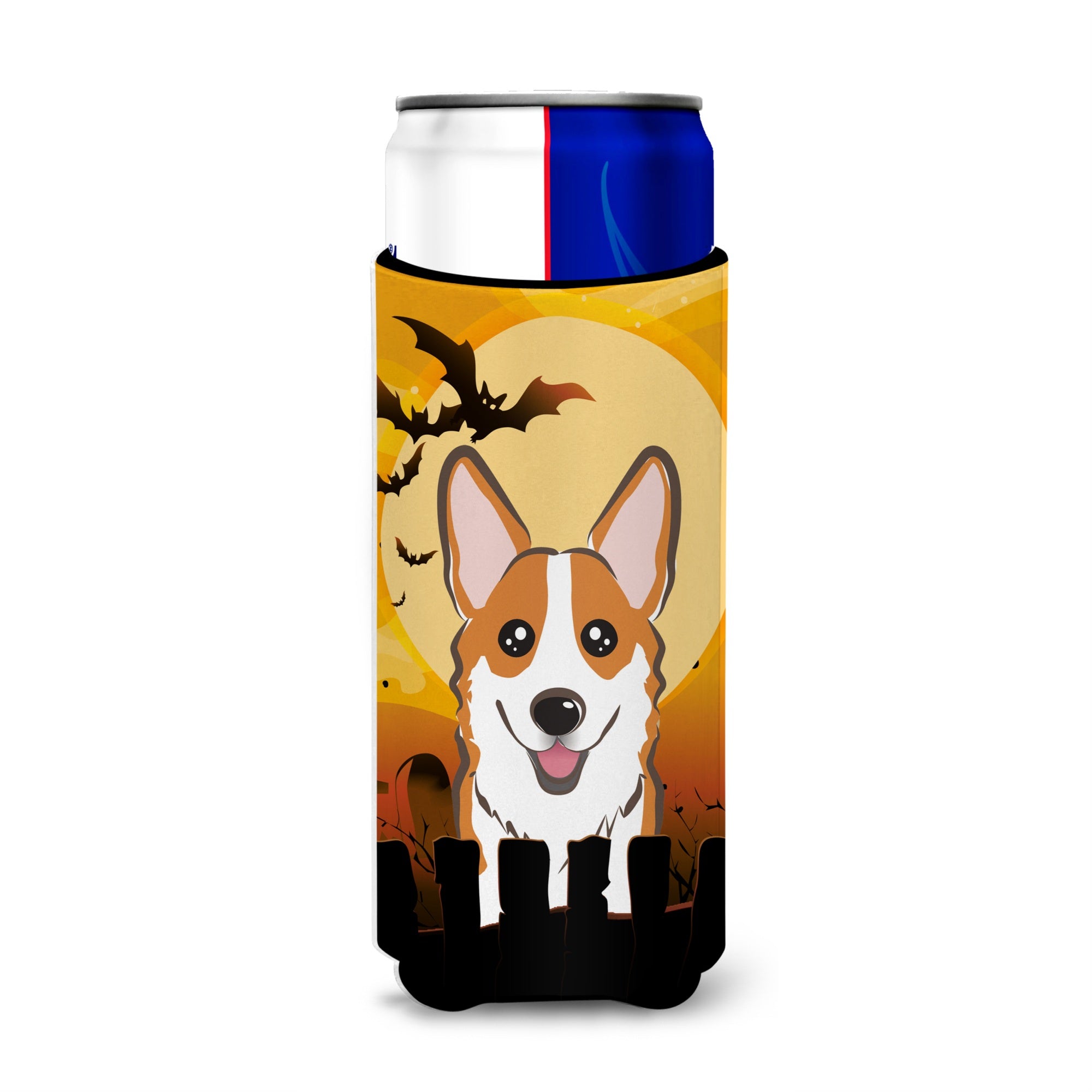 Caroline'S Treasures Halloween Red Corgi Michelob Ultra Koozies For Slim Cans, Multicolor