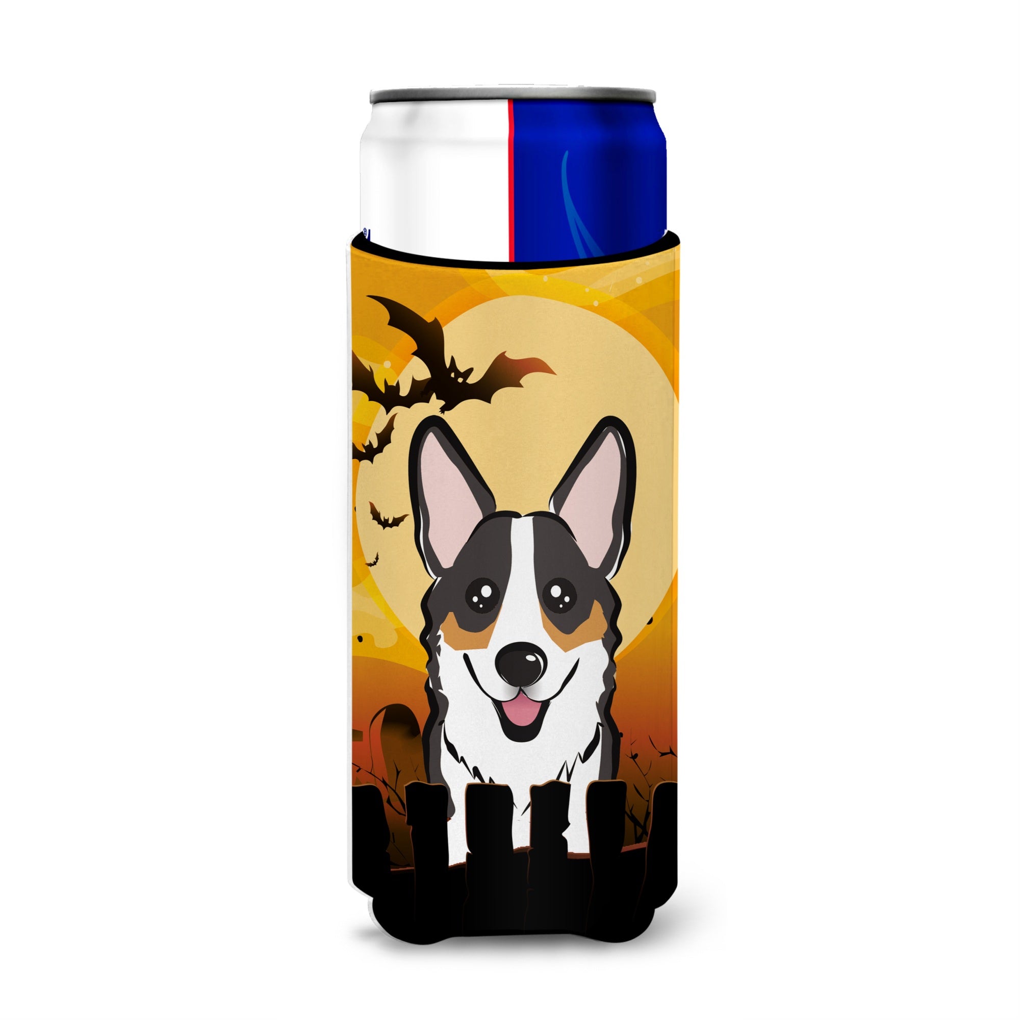 Caroline'S Treasures Halloween Tricolor Corgi Michelob Ultra Koozies For Slim Cans, Multicolor