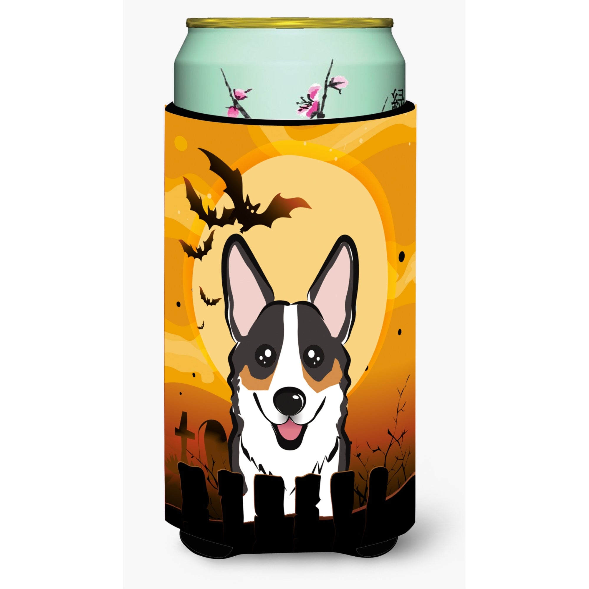 Caroline'S Treasures Halloween Tricolor Corgi Tall Boy Koozie Hugger, Multicolor