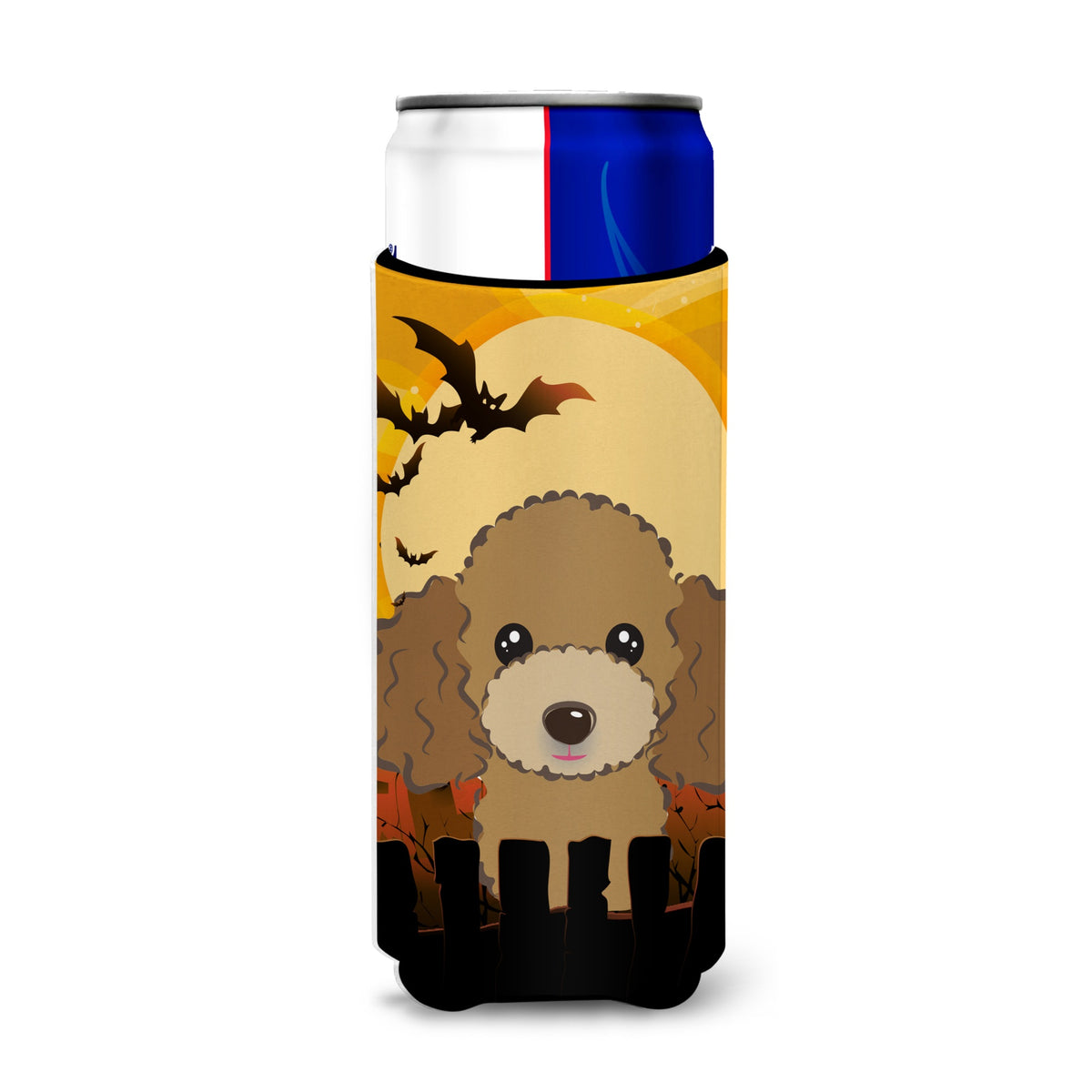 Caroline'S Treasures Halloween Chocolate Brown Poodle Michelob Ultra Koozies For Slim Cans, Multicolor